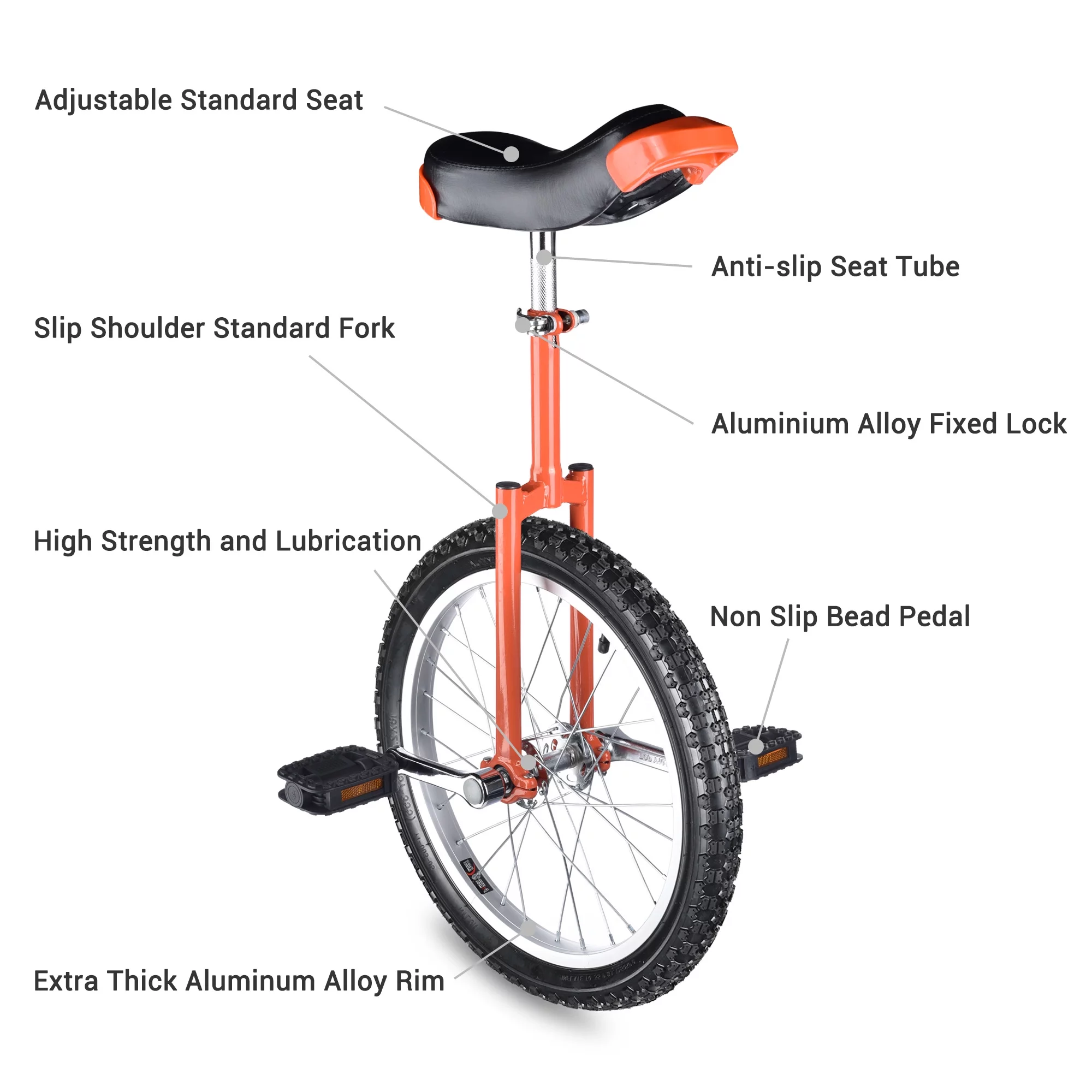 Yescom 18 In Wheel Outdoor Unicycle Skid-proof Tire Fitness Bicycle Balance Training for Adults Teenagers Kids, Silver - Womvr