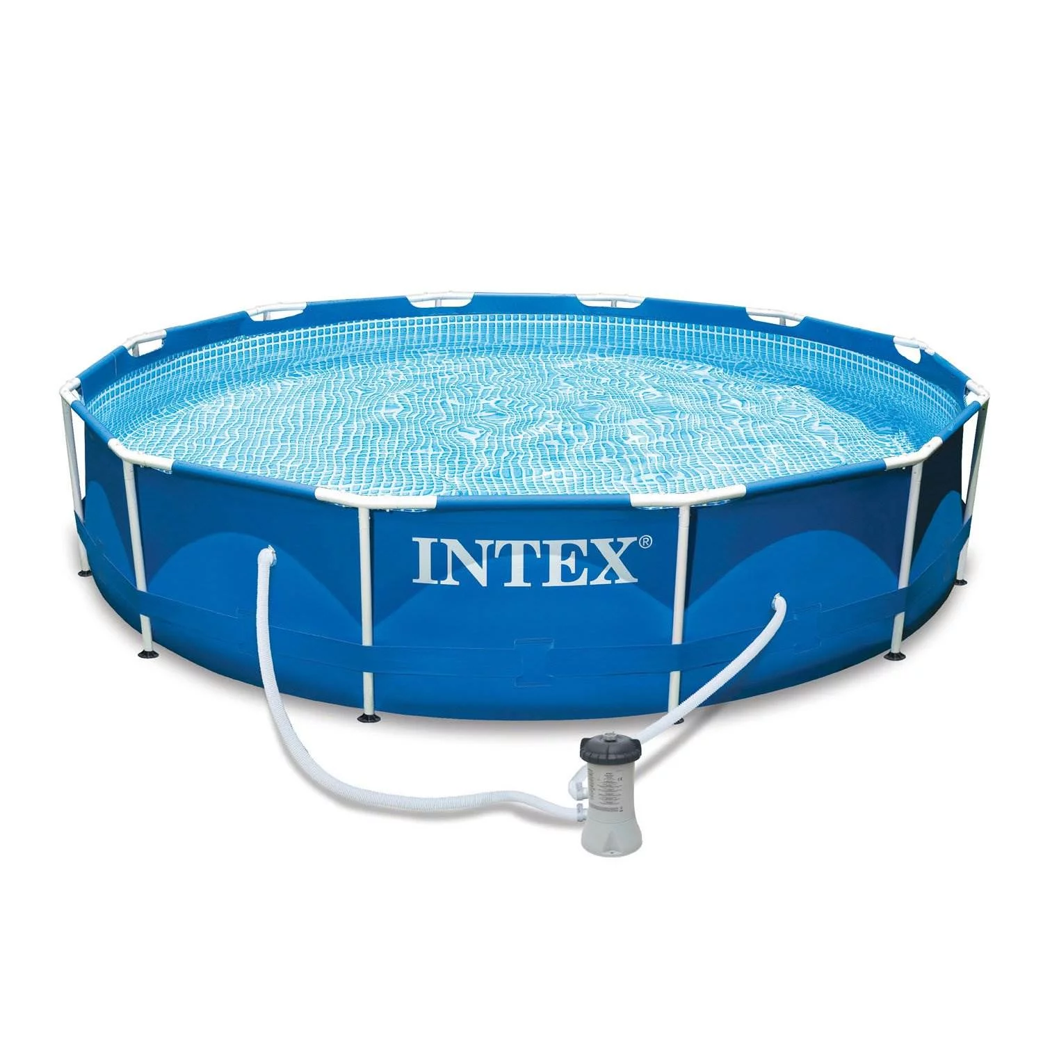 INTEX 12 x 30 Metal Frame Set Swimming Pool with 530 GPH Filter Pump 28211EG - Womvr