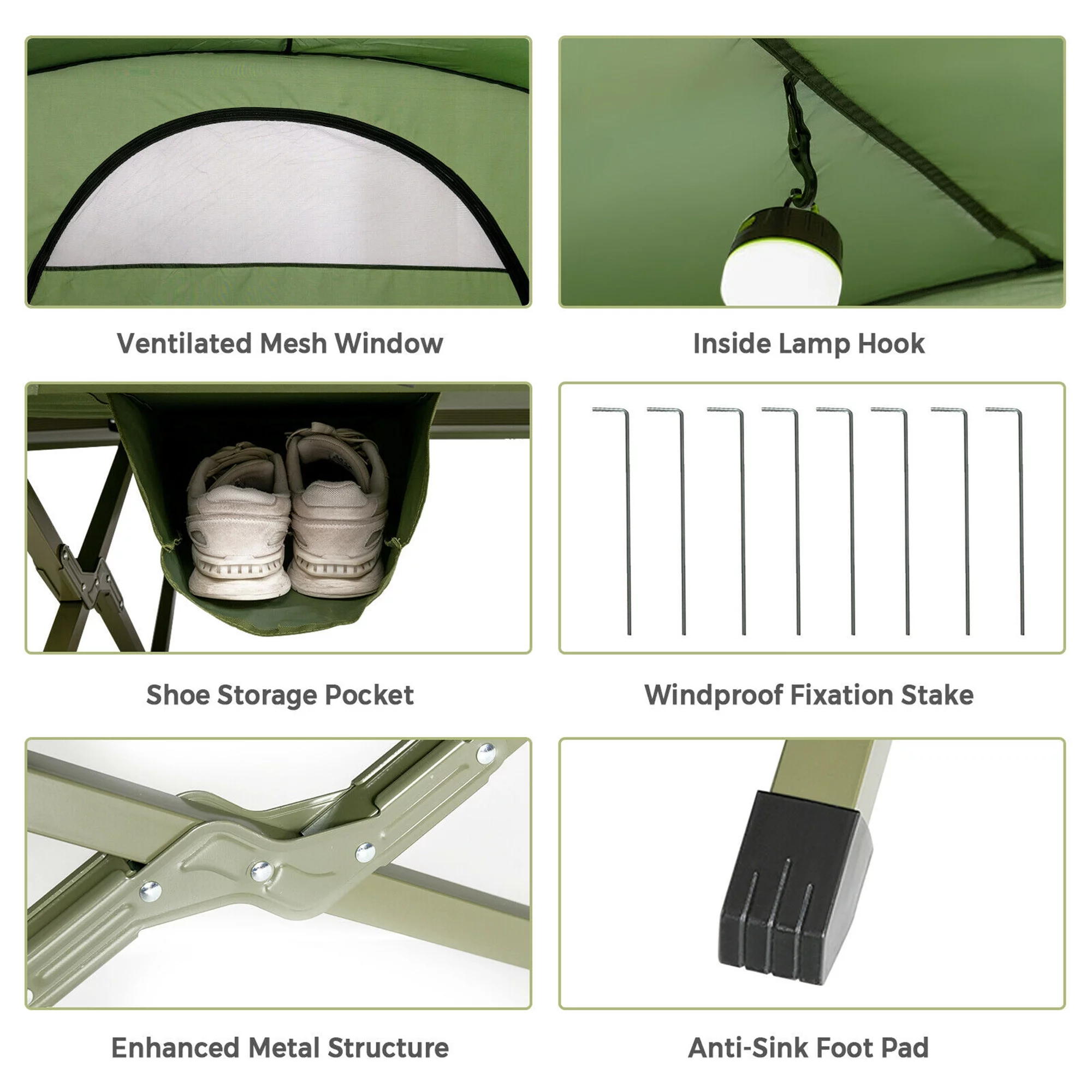 Gymax 2-Person Outdoor Camping Tent Cot Compact Elevated Tent Set W/ External Cover Green - Womvr