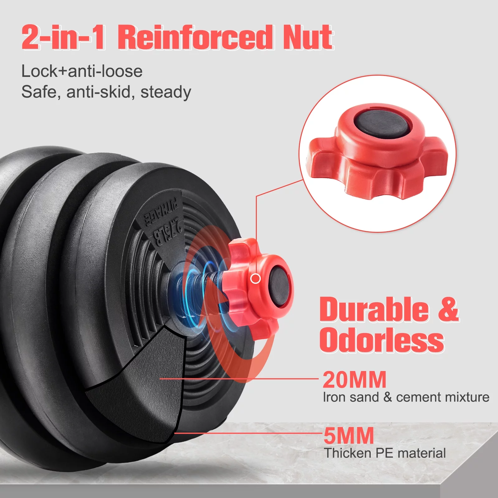 Pithage 6 in 1 Adjustable Dumbbells Set Free Weight Set Used as Dumbbells Barbell Exercise for Home Gym - Womvr