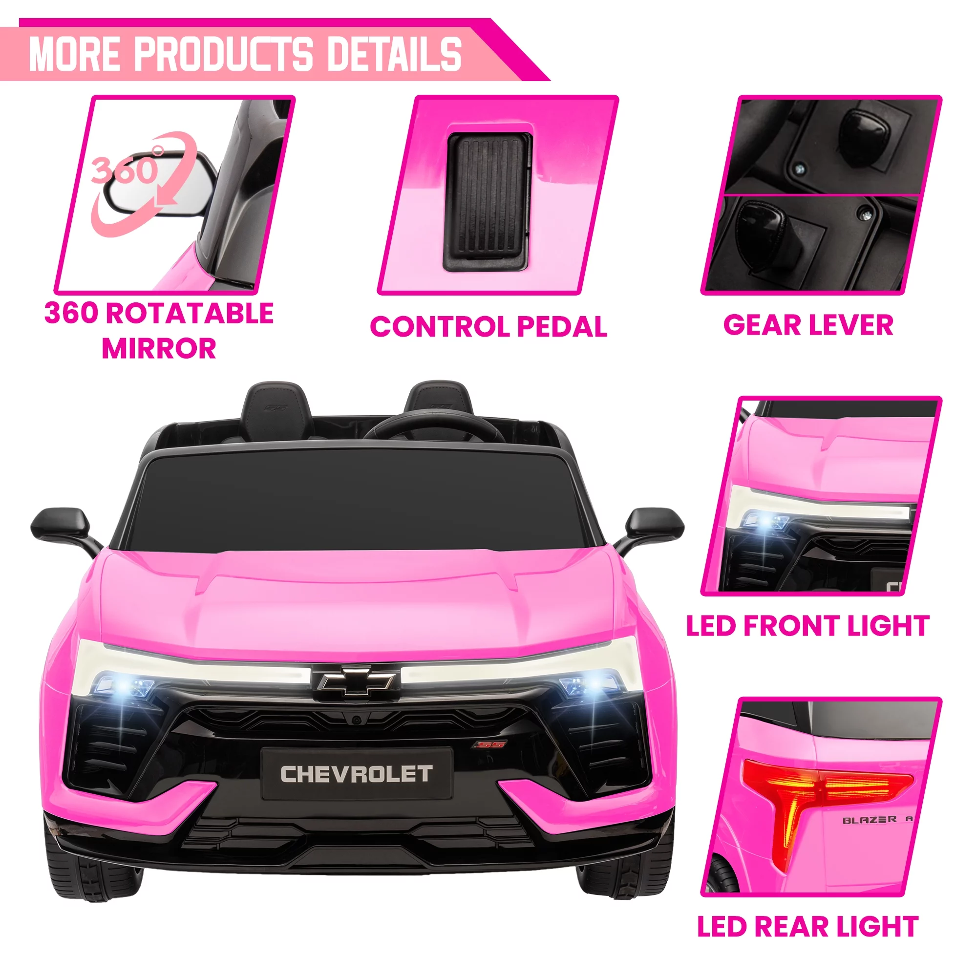 24V Kids Ride on Car, Licensed Chevrolet Blazer EV SS 2 Seater Ride on Toy Truck with Remote, Electric Cars for Kids Boys Girls, LED Lights,MP3 Music, Bluetooth Black - Womvr