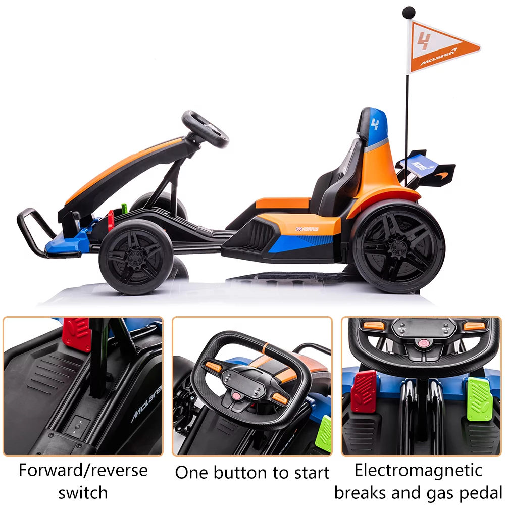Sesslife 24 V Mclaren Go Kart Powered Ride-On with Bluetooth Function and LED Lights - Womvr