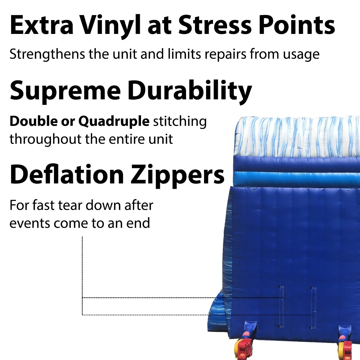 Pogo 65' Commercial Inflatable Water Slide with Slip n Slide Combo Blue Marble with Blower - Womvr