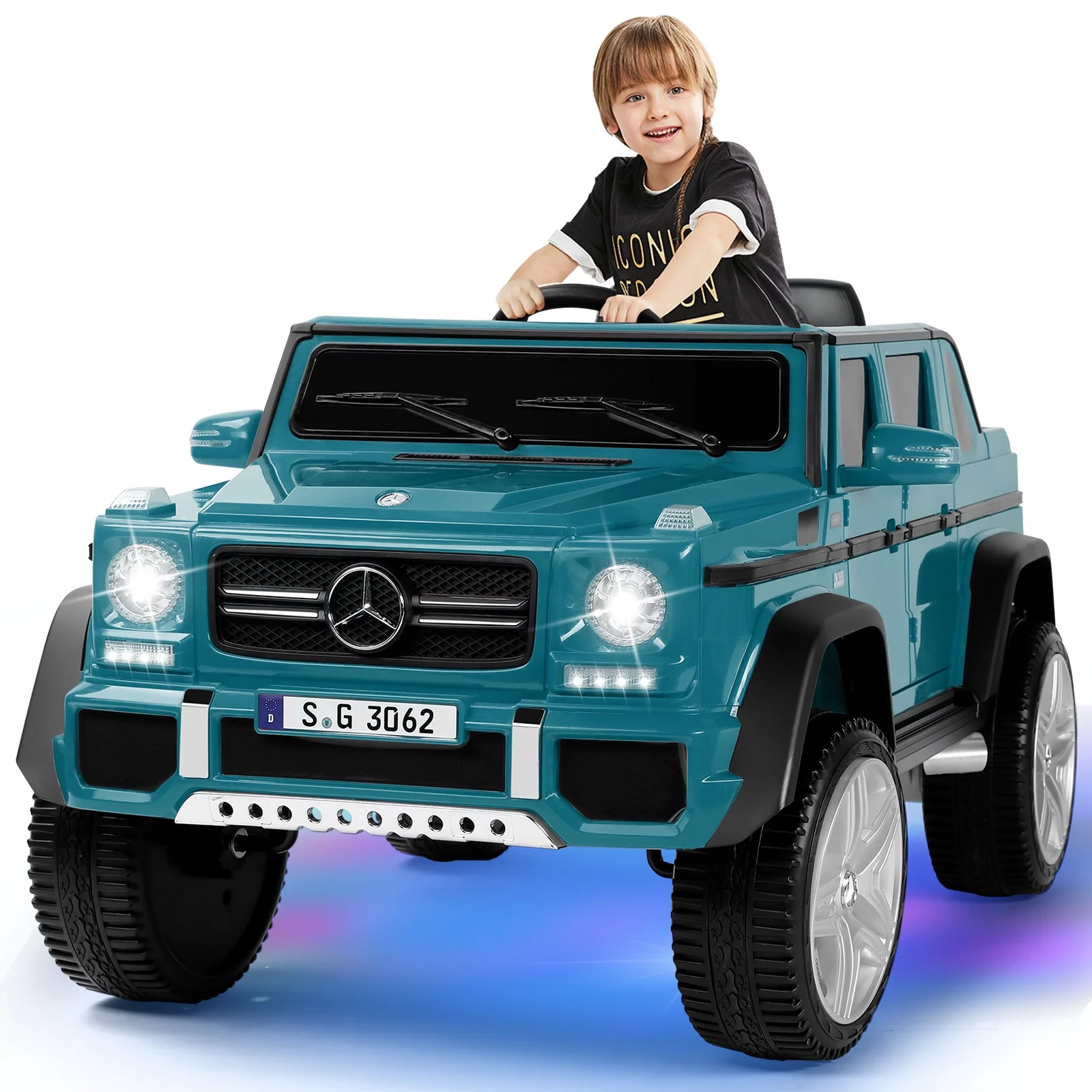 JOYLDIAS 12V Mercedes-Benz G650S Kids Ride On Car Electric Toy w/Remote Control, 3 Speeds, LED Lights, Bluetooth, Music(Pink) - Womvr