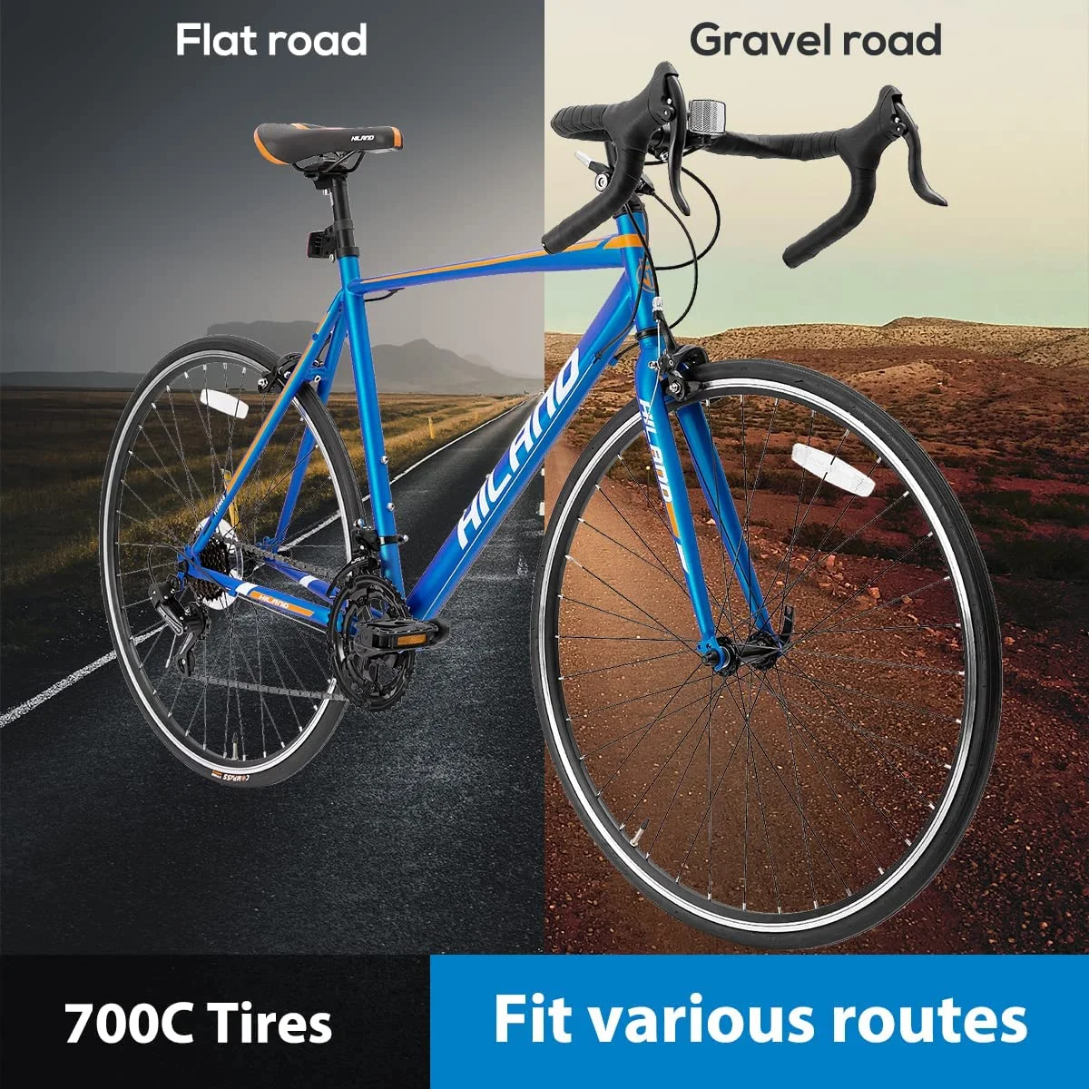 Hiland Road Bike Hybrid Bike Aluminum Frame 700C 14 speeds with V-Brakes - Womvr