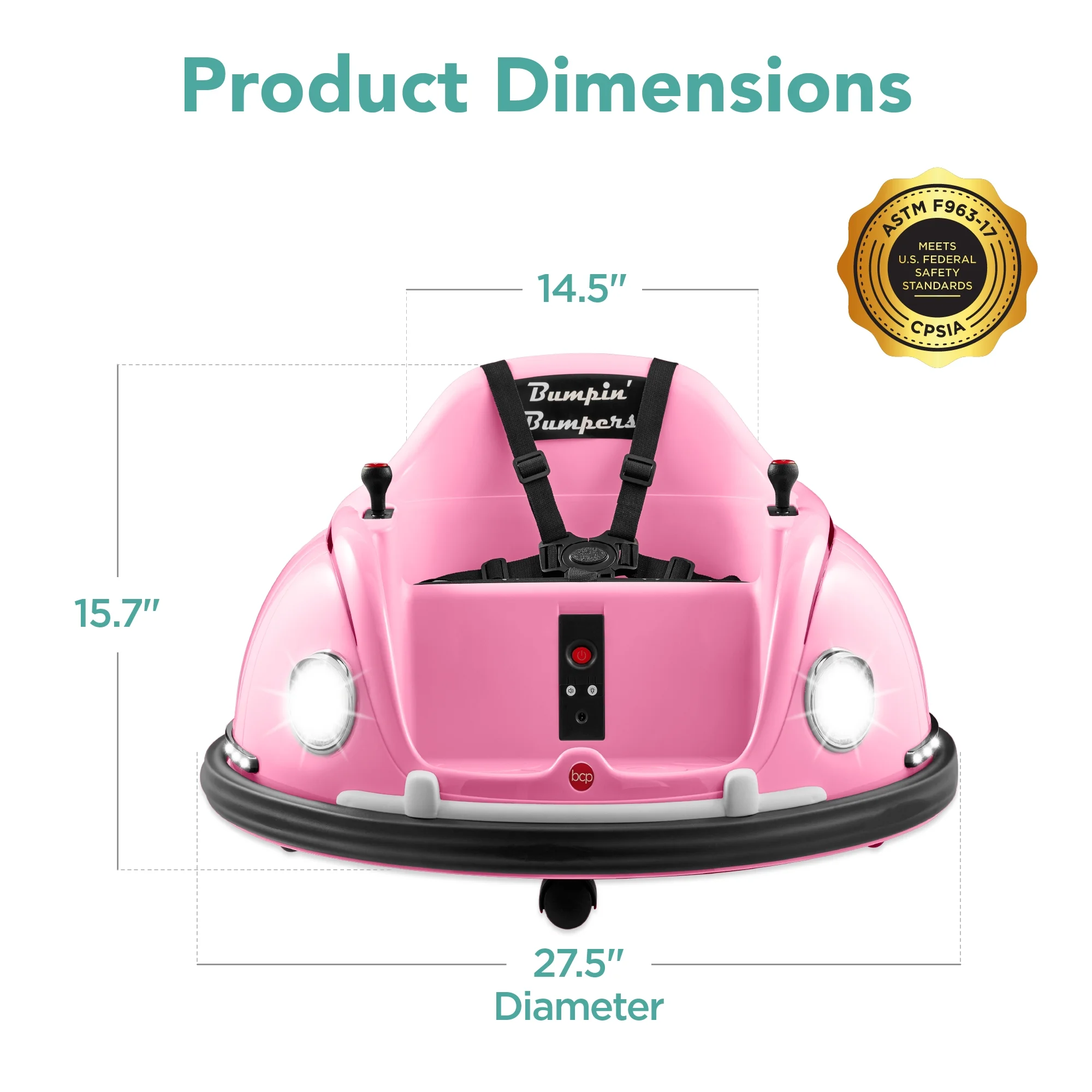 Best Choice Products 6V Kids Ride On Bumper Car Toy w/ Remote Control, Harness, Lights, 360 Degree Spin - Pink - Womvr