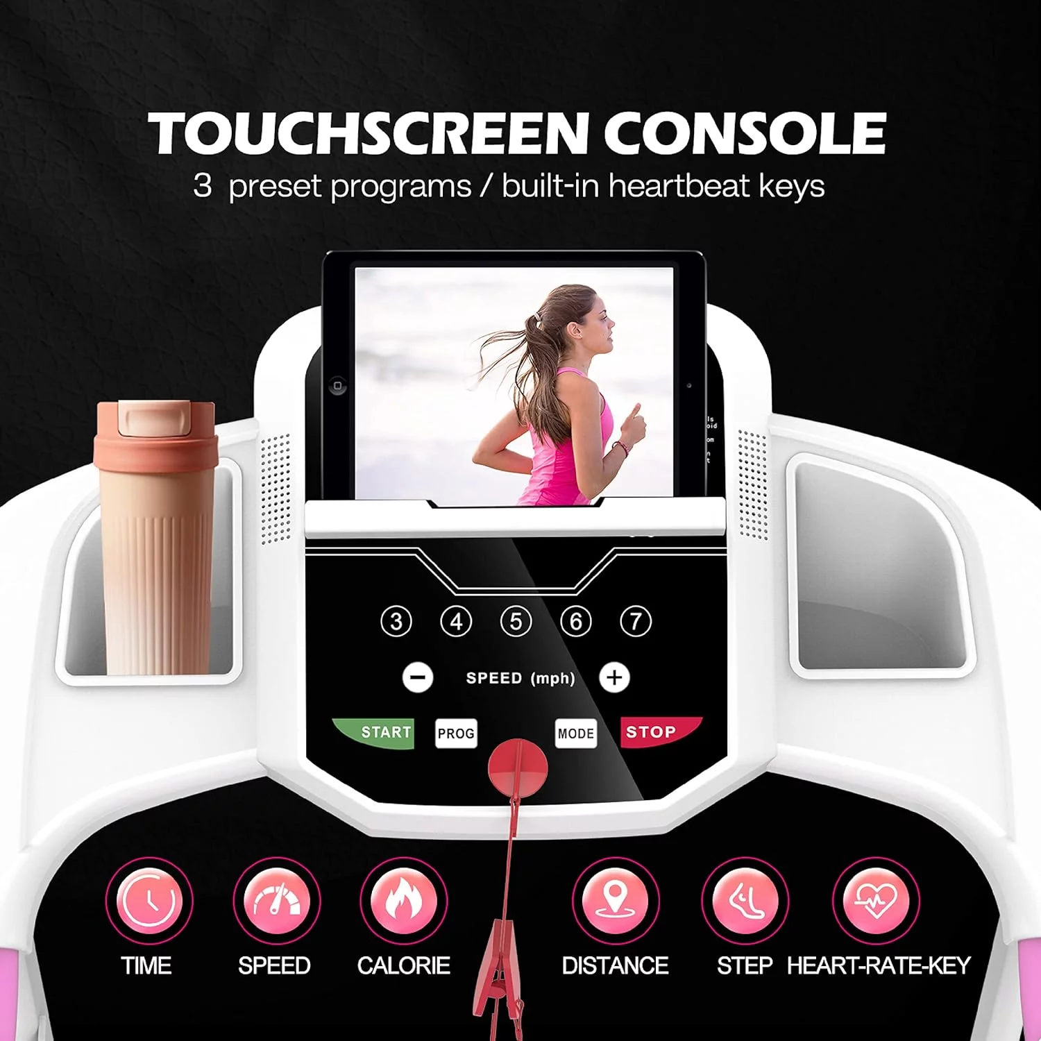 IM Lashes Folding Treadmill, Electric Running Walking Exercise Machine with 0.8 - 12 km/h Speed, 12 Preset Programs - Womvr