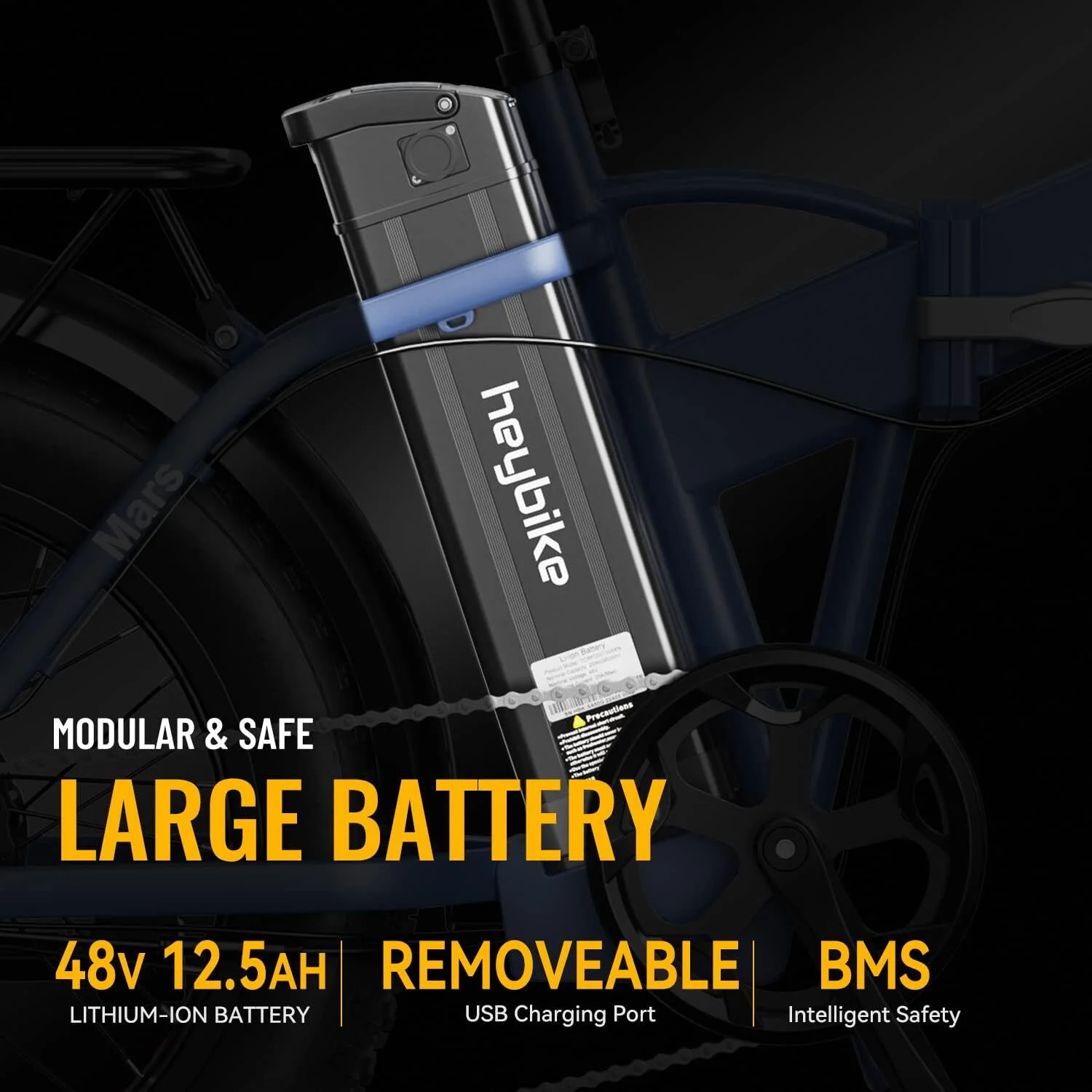 Heybike Mars Electric Bike for Adults with 500W Motor, 600WH Removable Battery, Foldable 20