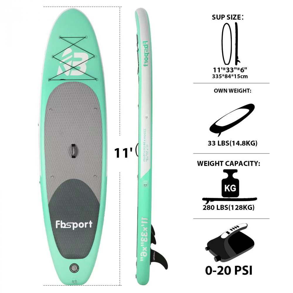 Fbsport Electric Inflatable Paddle Board, Stand UP Paddleboard 11' Length with Electric Pump SUP Accessories - Womvr