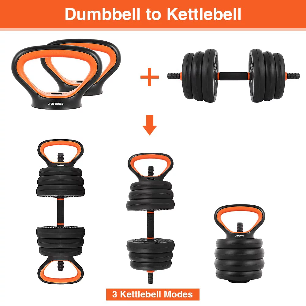 55lb Adjustable Weights Dumbbell Set, Portable Interchangeable Dumbbell, Barbell, and Kettlebell Set - Womvr