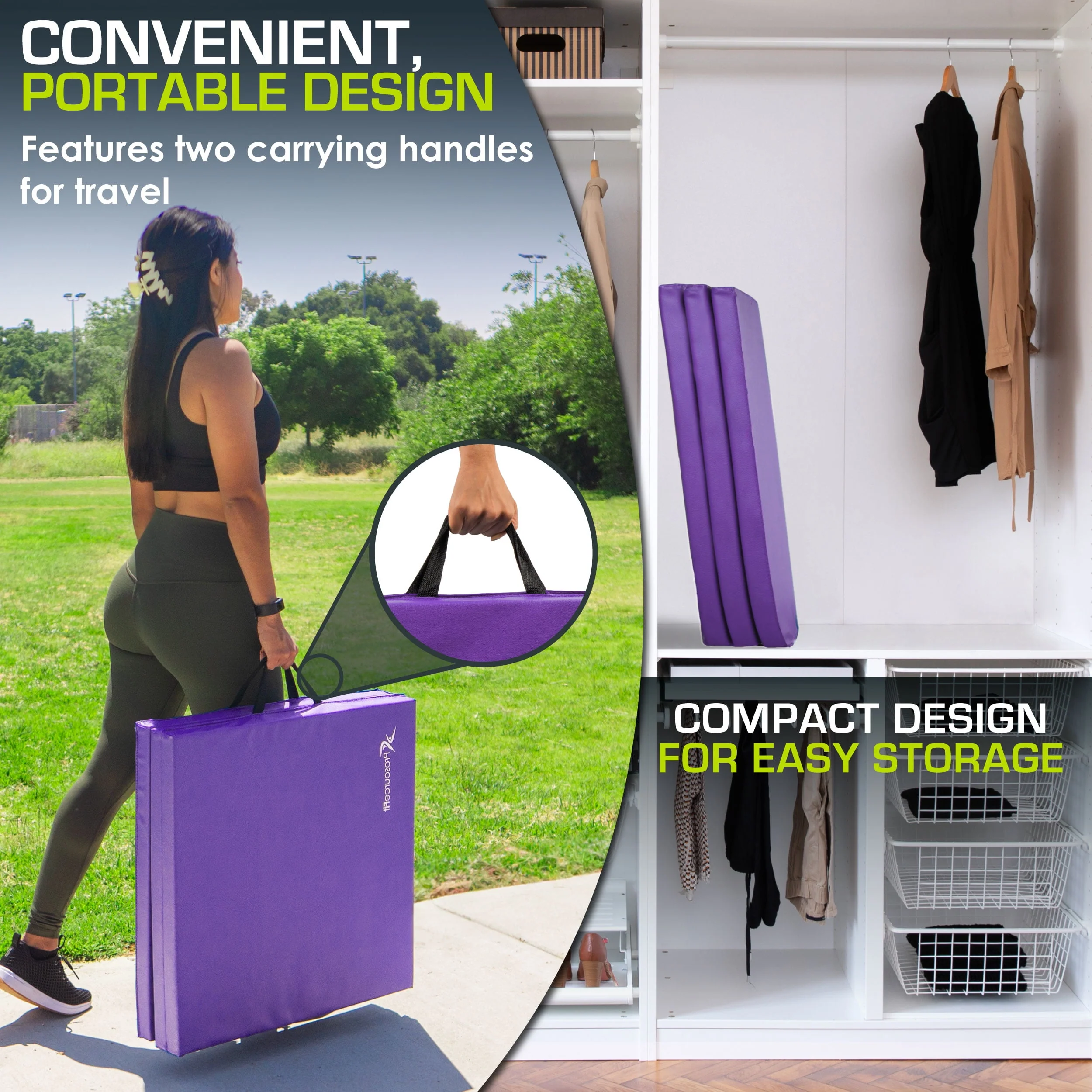 ProsourceFit Tri-Fold Folding Gymnastics Mat 6'x2' for Exercise - Womvr