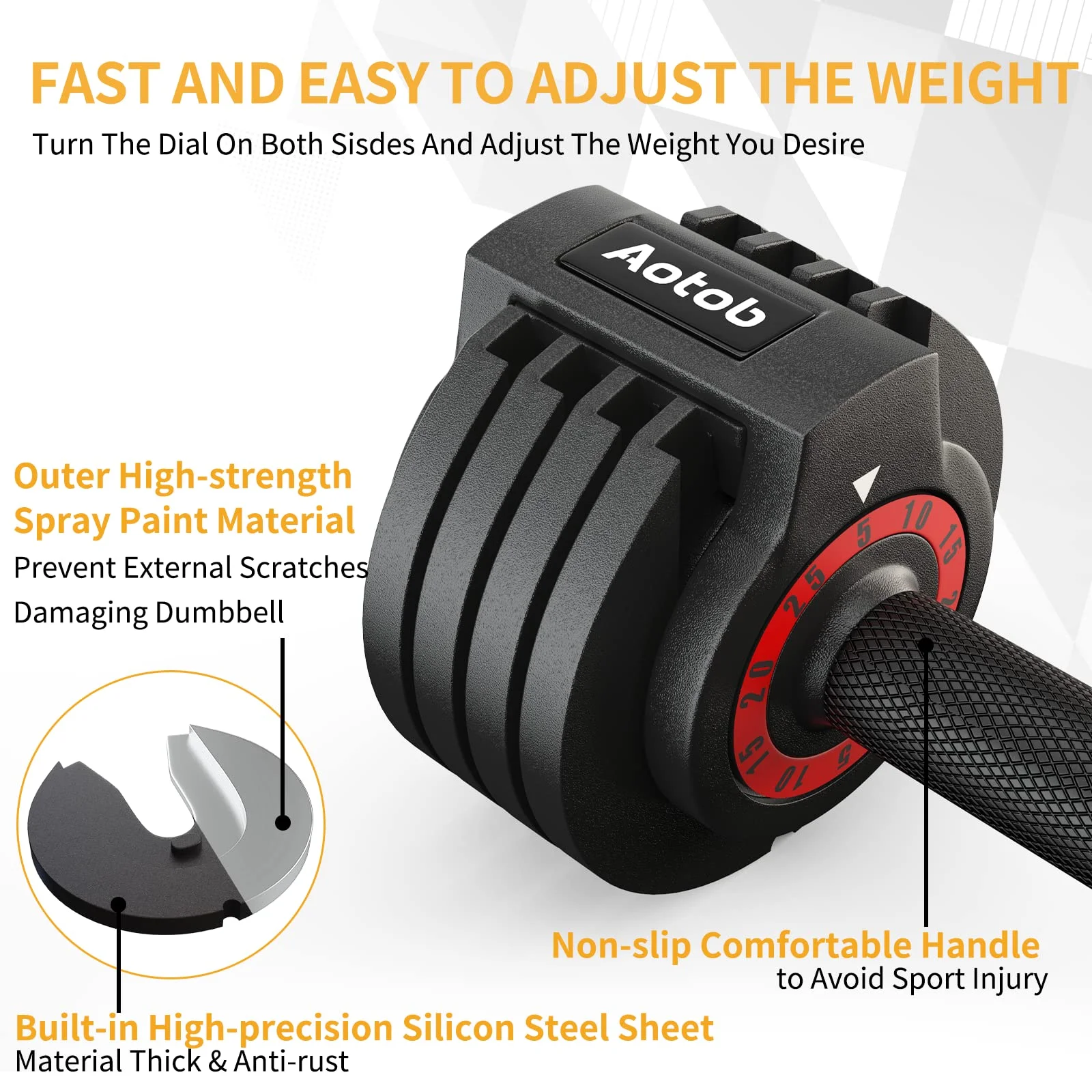 SKOK 11-55 lbs Adjustable Dumbbells Weight Set, Pair, Gym Exercise and Workout Fitness, Black - Womvr