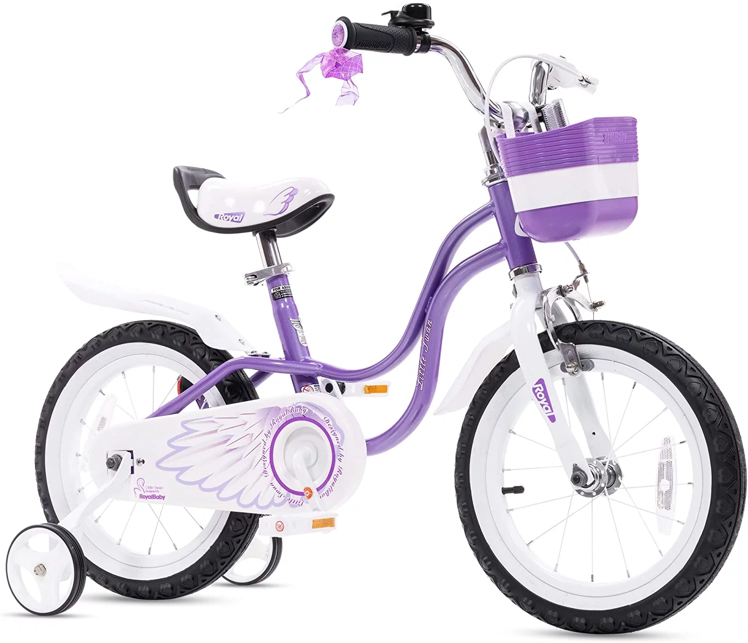 Royalbaby Little Swan Light Pink 16 Girl's Bicycle With Training Wheels and Basket - Womvr