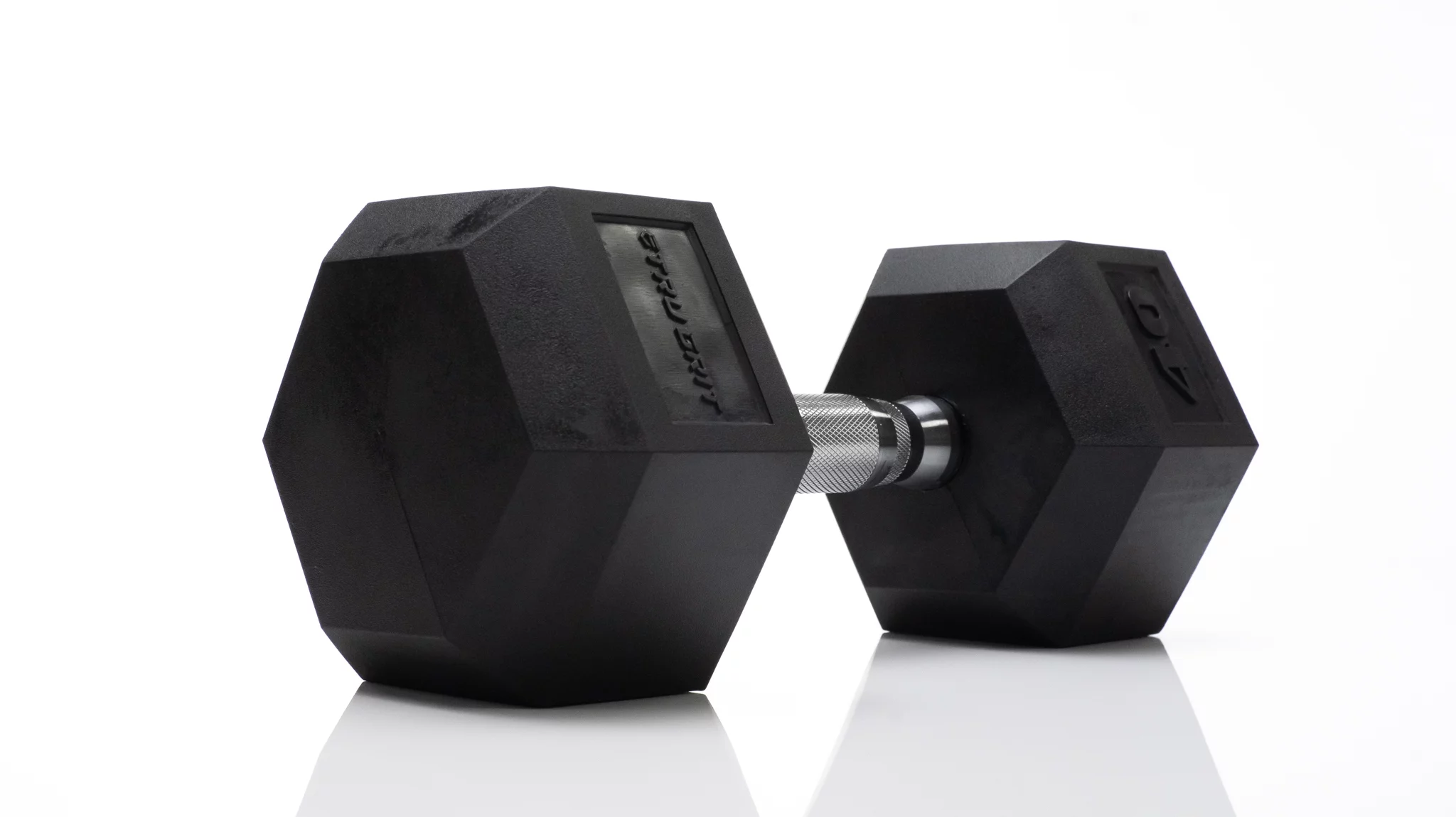 Tru Grit Fitness 40lb Black Rubber Hex Dumbbell, Single - Womvr