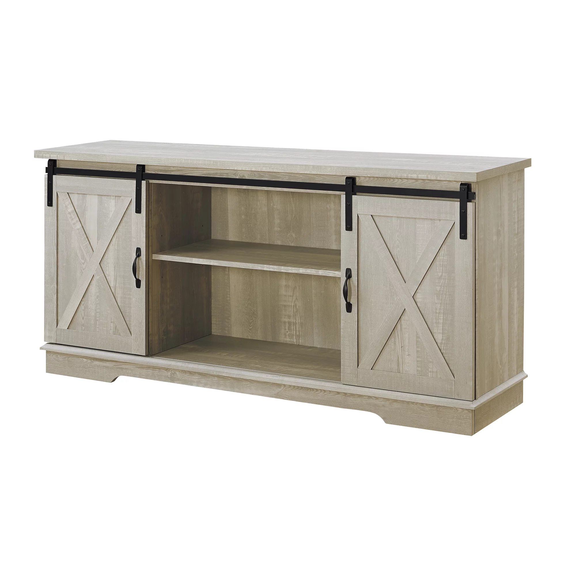 Woven Paths Farmhouse Sliding Barn Door TV Stand for TVs up to 65