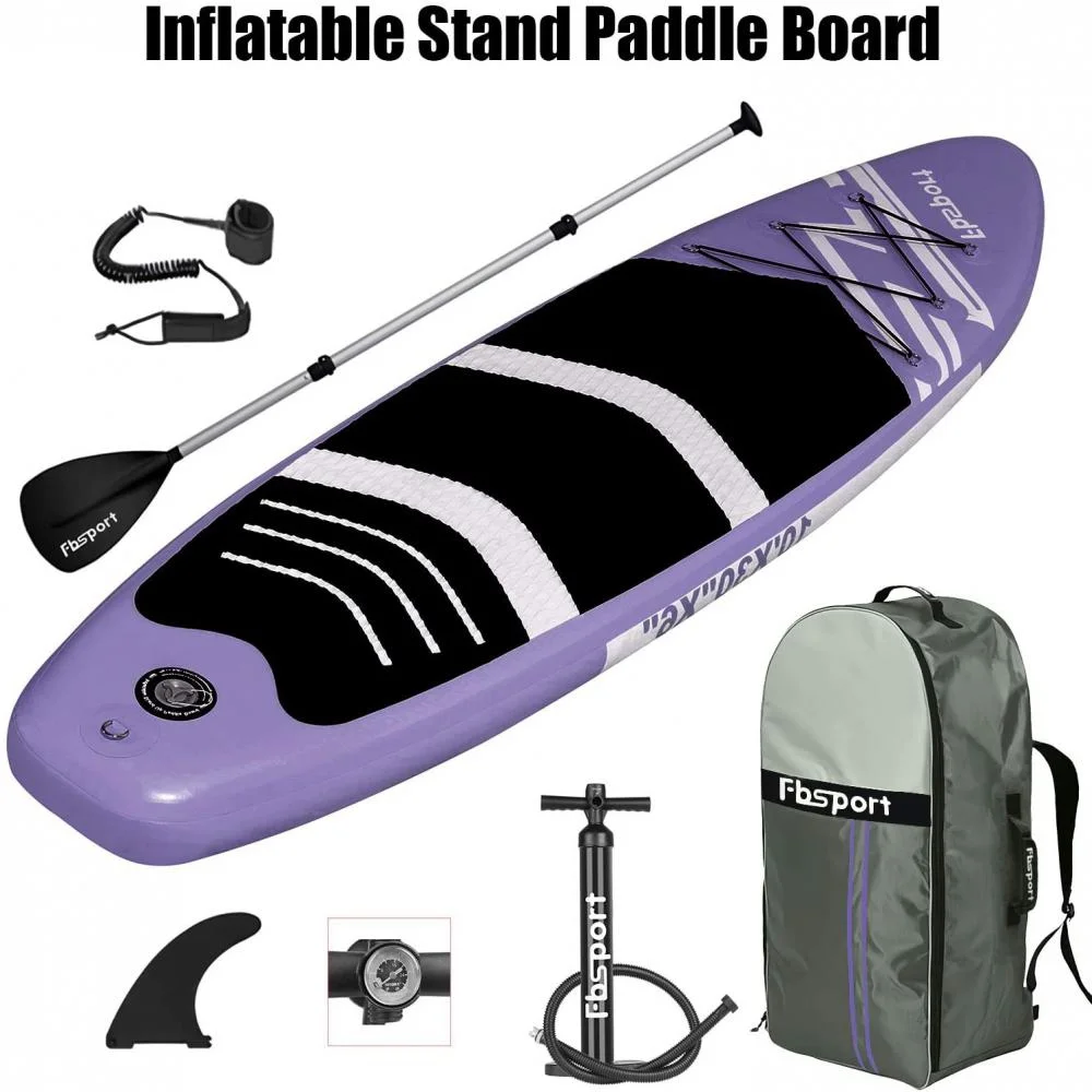 Fbsport 11ft Inflatable Paddle Board SUP, 6'' Thick W/Paddling Fins Pump & Accessories Pack, Green - Womvr