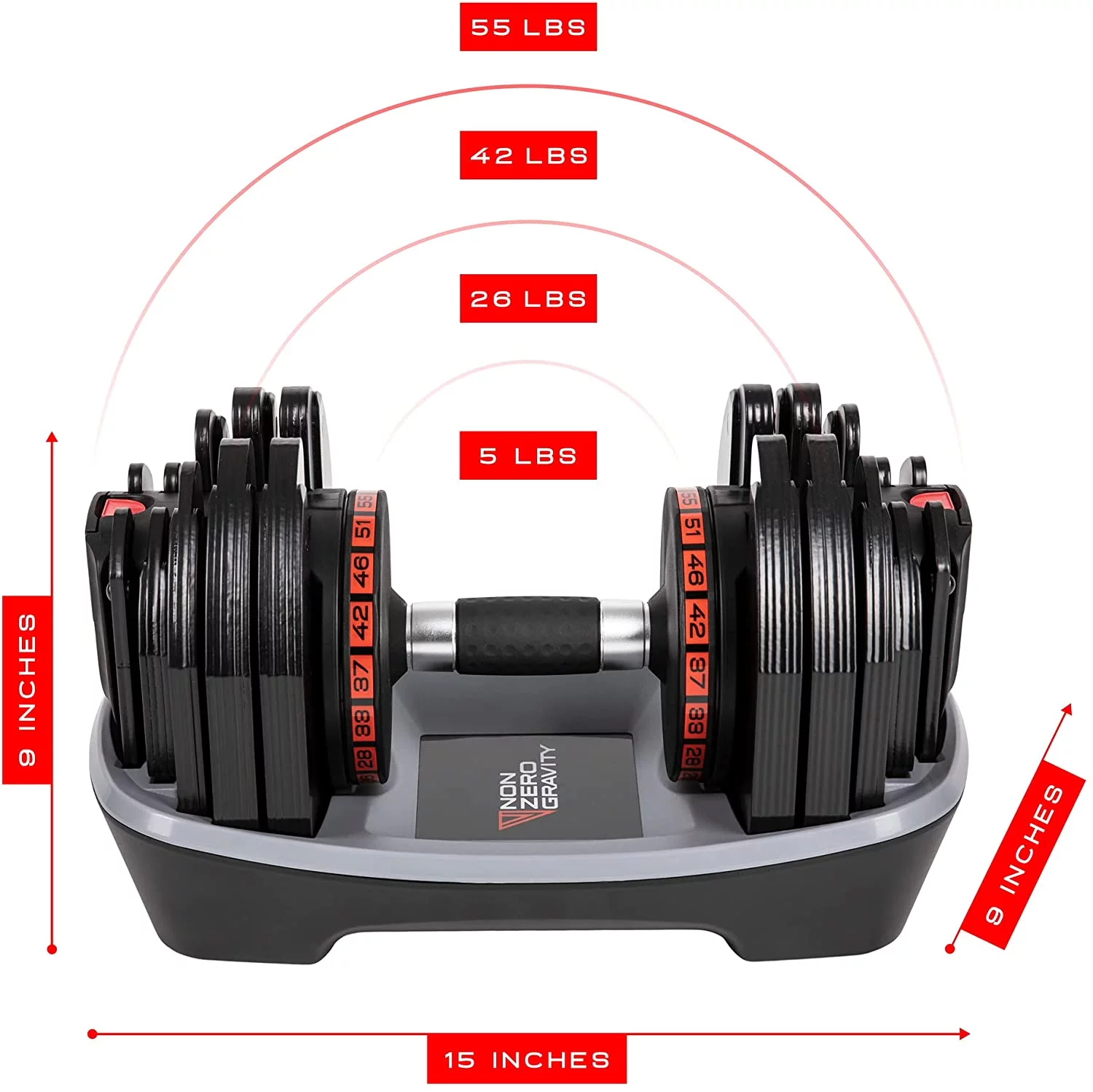 NZG PowerDyne 80lbs Adjustable Dumbbell Weight Set (Coal) - Womvr