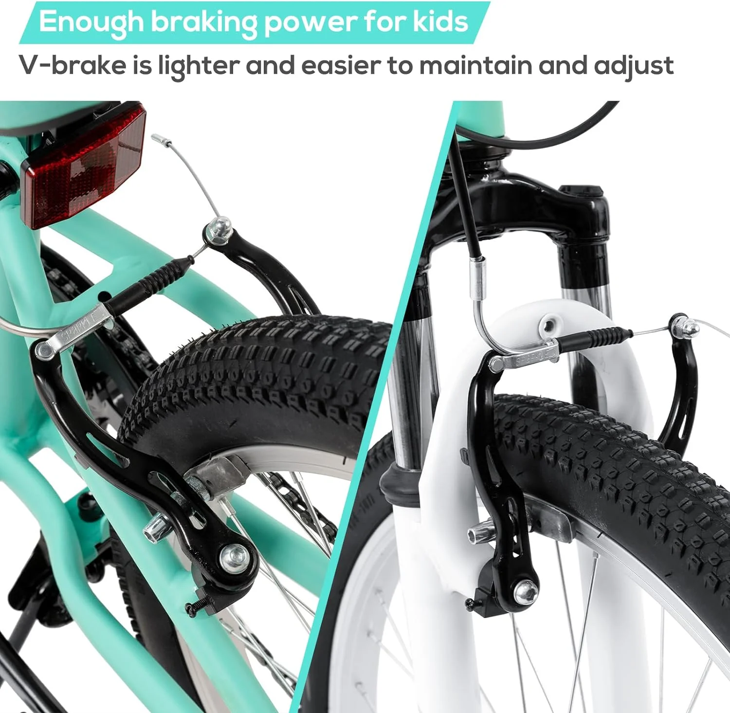 Hiland 24 inch Mountain Bike Shimano 7 Speeds for Teenager with Suspension Fork, Mint Pink - Womvr