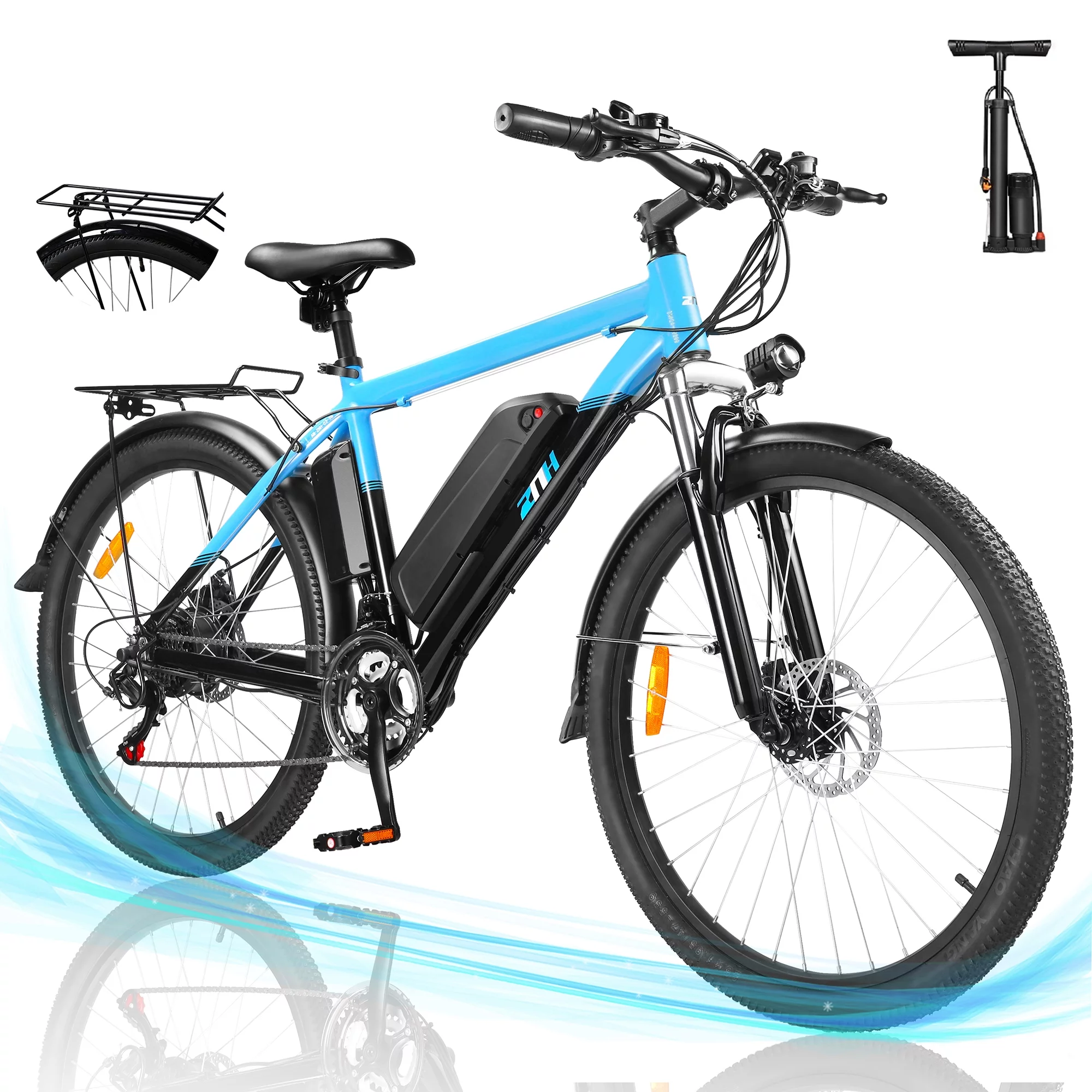 ZNH Mountain Electric Bicycle, 26 in. 350 W, Removable 36 V/10 Ah Battery, Black - Womvr