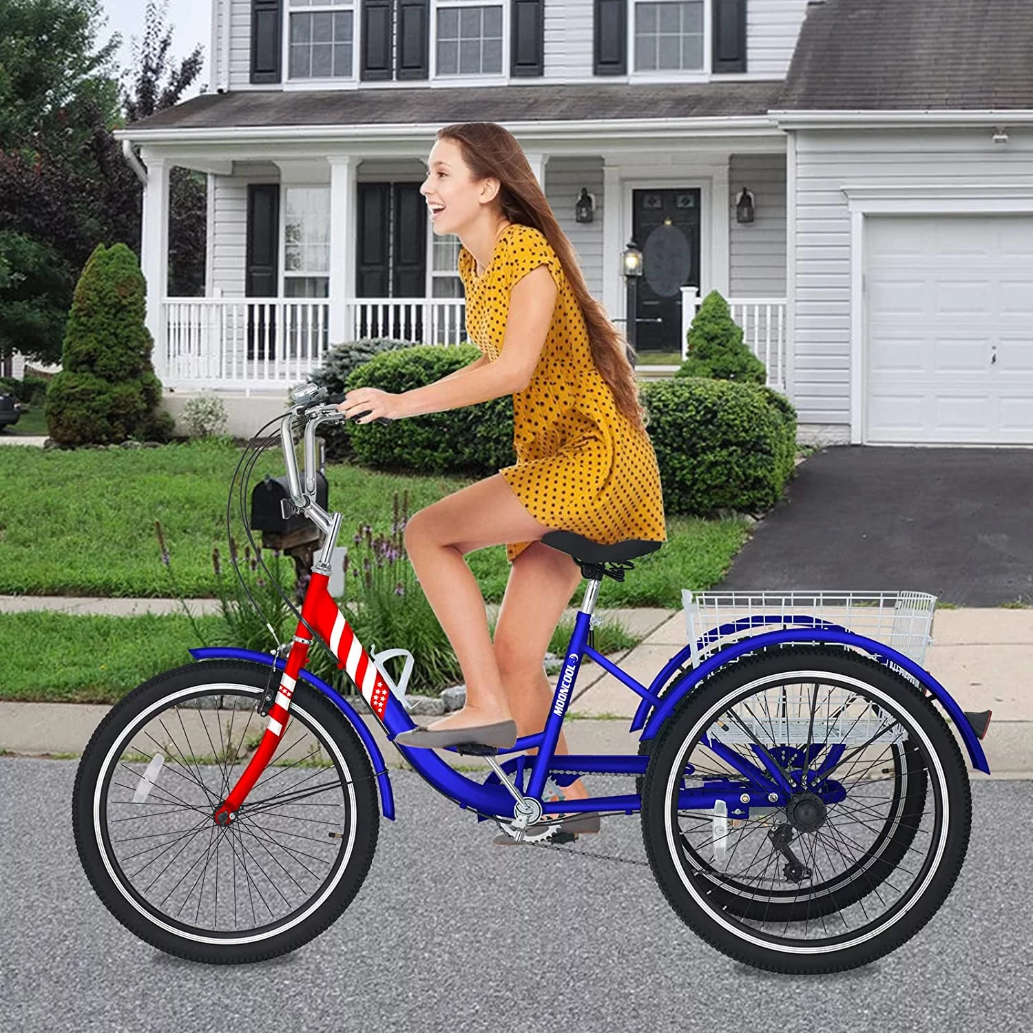 Docred Adult Tricycle 7 Speed 24 Inch Three Wheel Bike Cruiser Trike for Men/Women/Seniors - Womvr