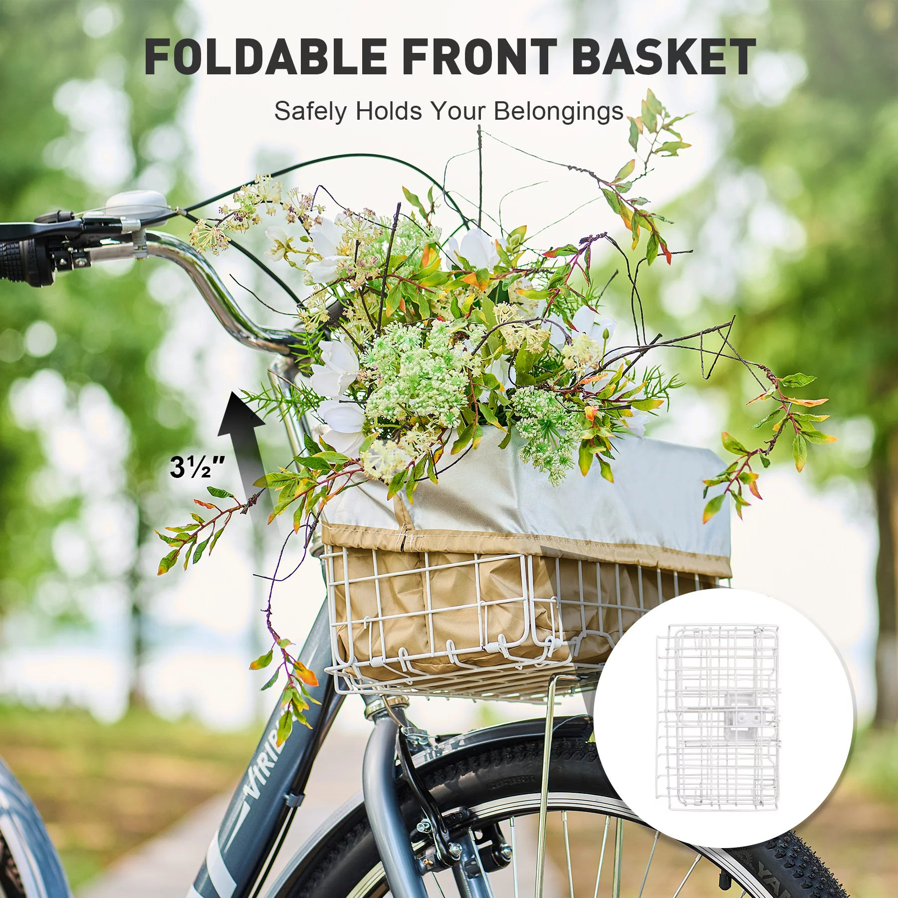 VIRIBUS 24 Inch Adult Trike 7 Speed Bike w Adjustable Seat 2 Baskets Matte Gray - Womvr