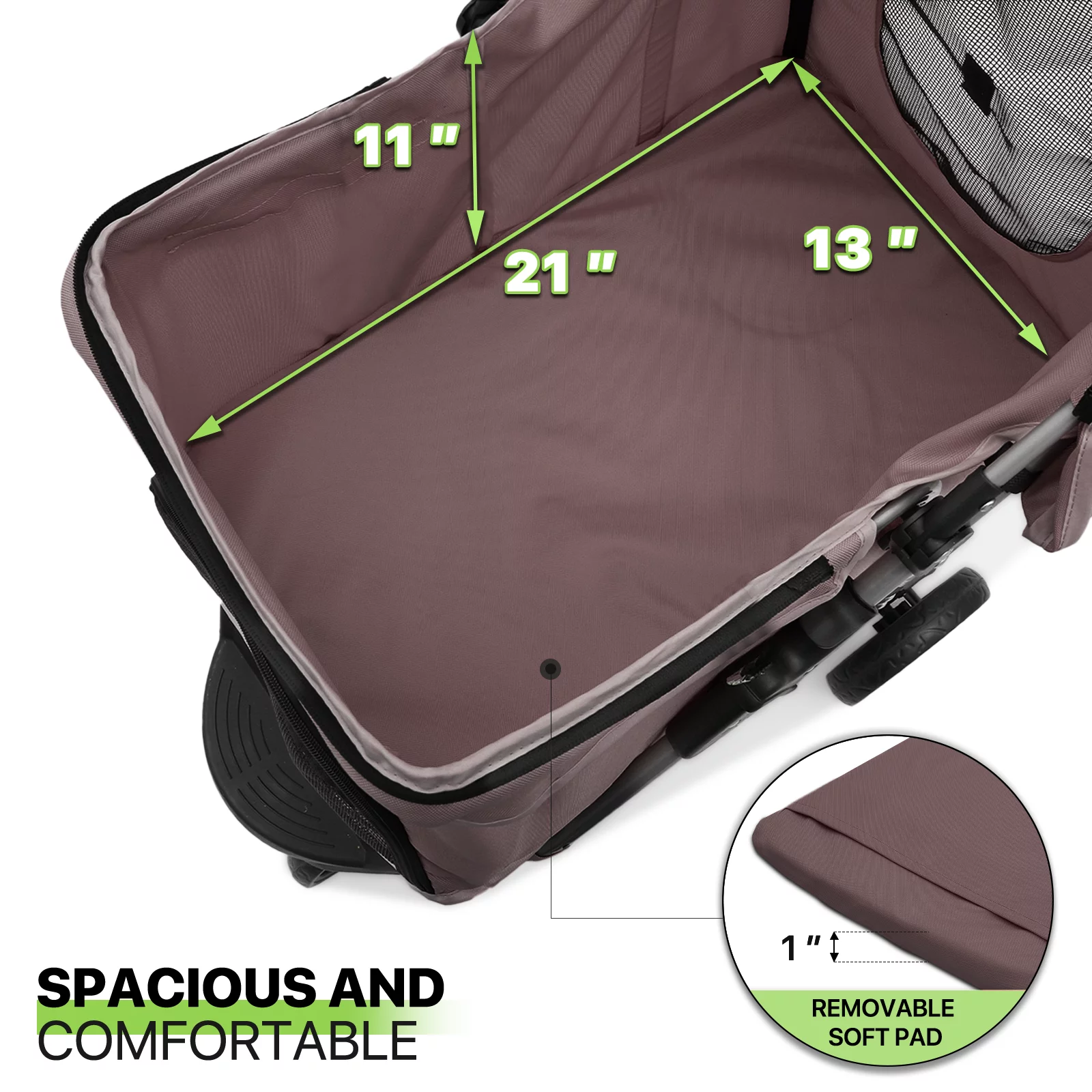 Magshion Foldable Pet Dog Stroller with Wheels, Cat Dog Stroller with Storage Basket and Cup Holder for Small and Medium Cats, Dogs, Puppy, Navy Blue - Womvr