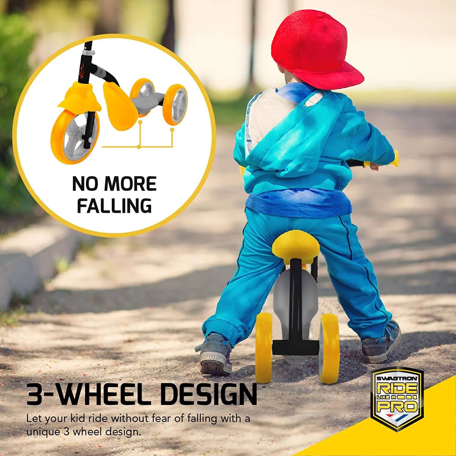 Swagtron K2 Toddler 3 Wheel Scooter & Ride-On Balance Trike 2-in-1 Adjustable Child Walker for 2, 3, 4, 5 Year Old Boy or Girl (Recertified) - Womvr