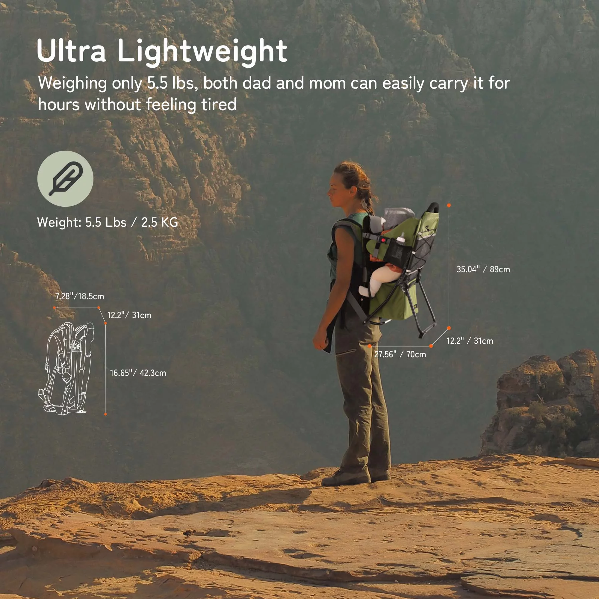 Besrey Baby Hiking Backpack Carrier for Toddlers, Waterproof & Lightweight Outdoor Child Back Frame, Black - Womvr