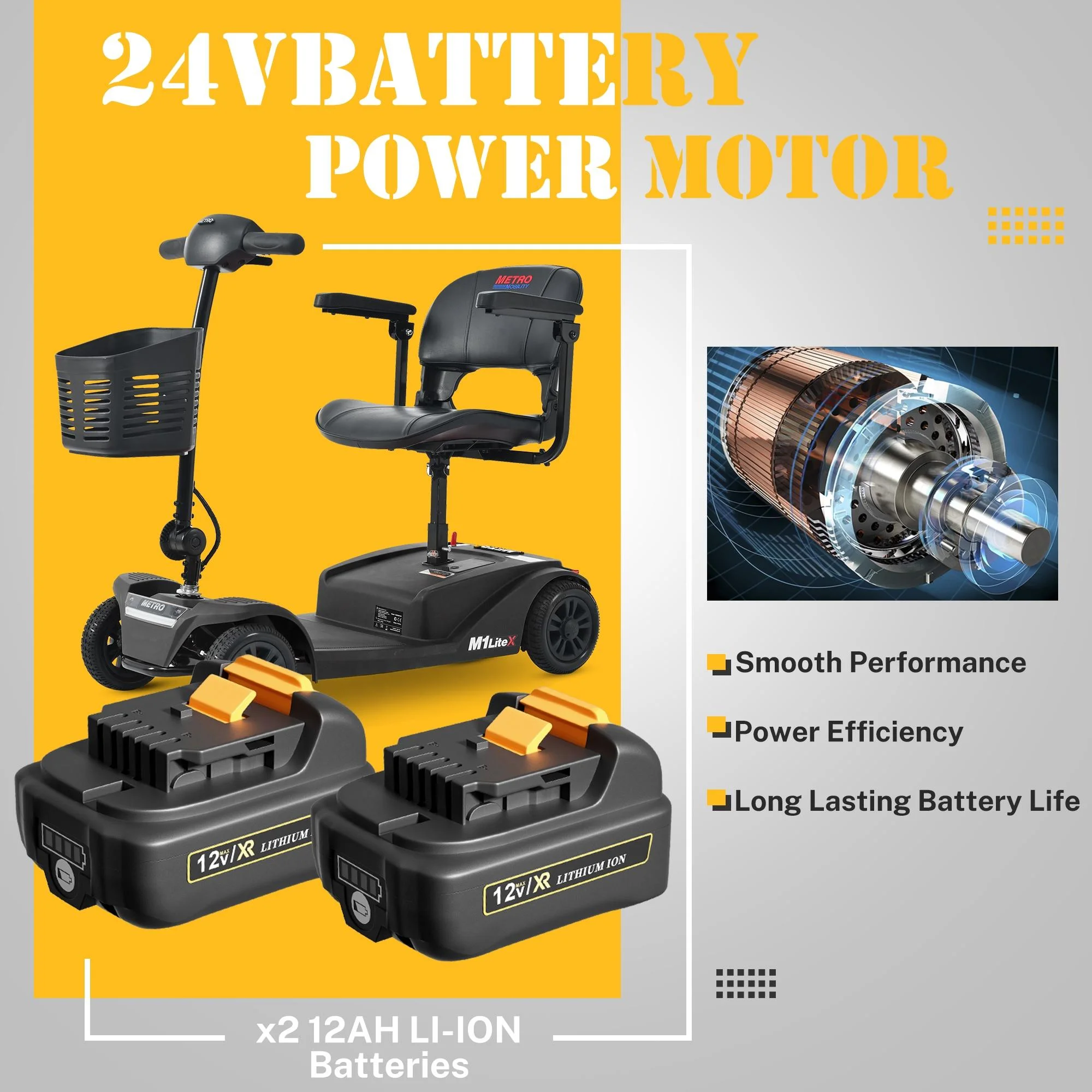 Segmart Mobility Scooter for Seniors, Heavy Duty 4-Wheel Mobile Device with Front & Rear Light, 300lbs, Black - Womvr