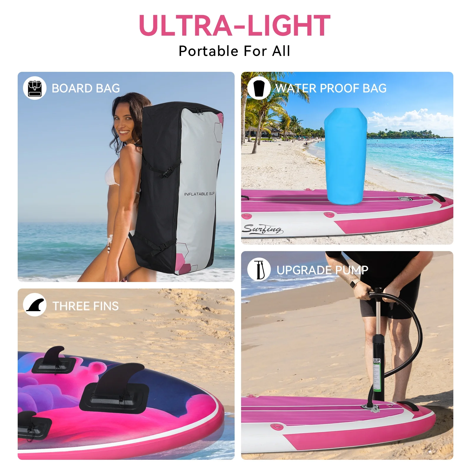 ELECWISH 11 Ft Inflatable Stand Up Paddle Board and Sit-on Kayak Set, Non-Slip Deck SUP Paddle Board with SUP Accessories & Backpack, Blue - Womvr