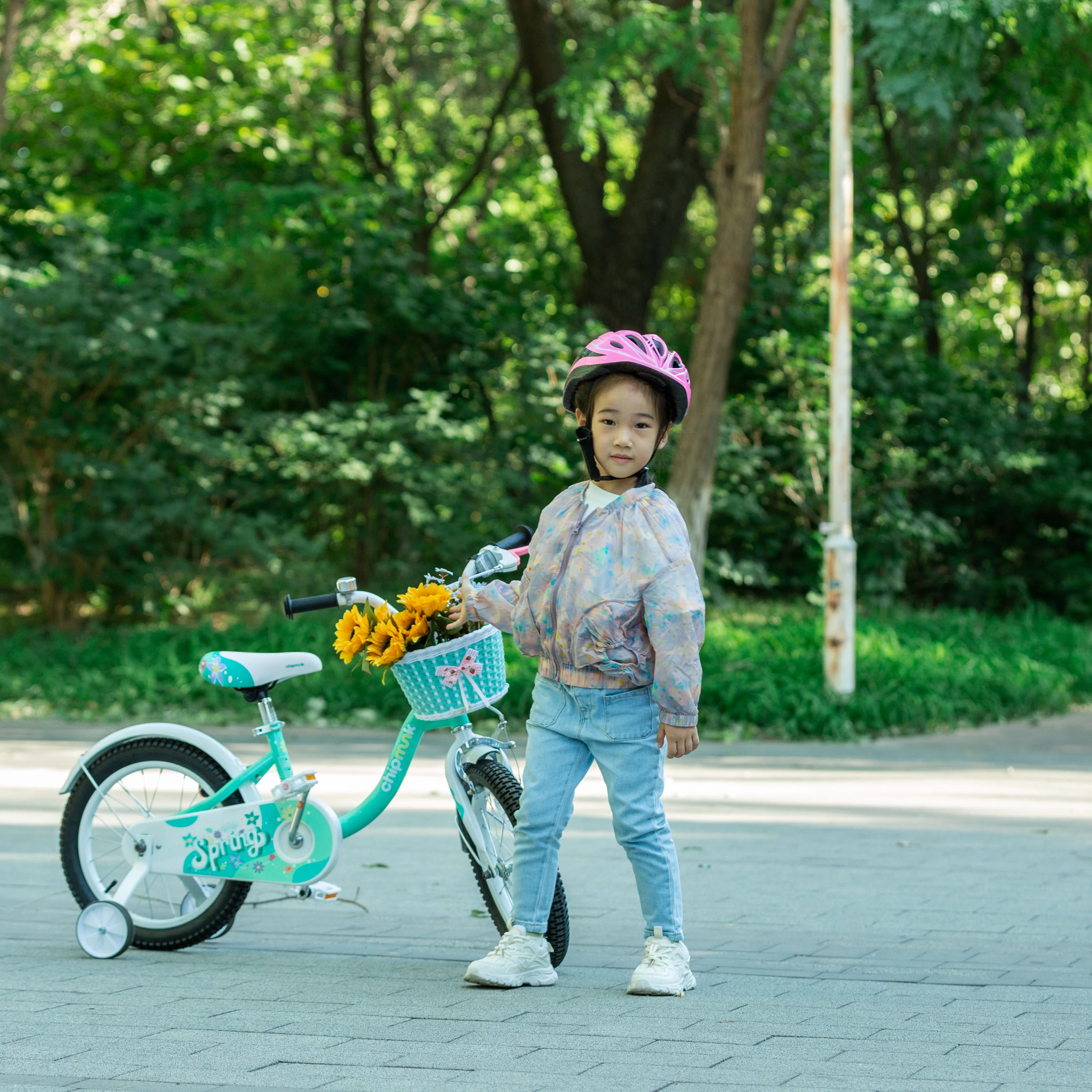 RoyalBaby Spring Kids Bike Girls 16 Inch Bicycle with Basket for Ages 3-9 Years Training Wheel Options Green - Womvr