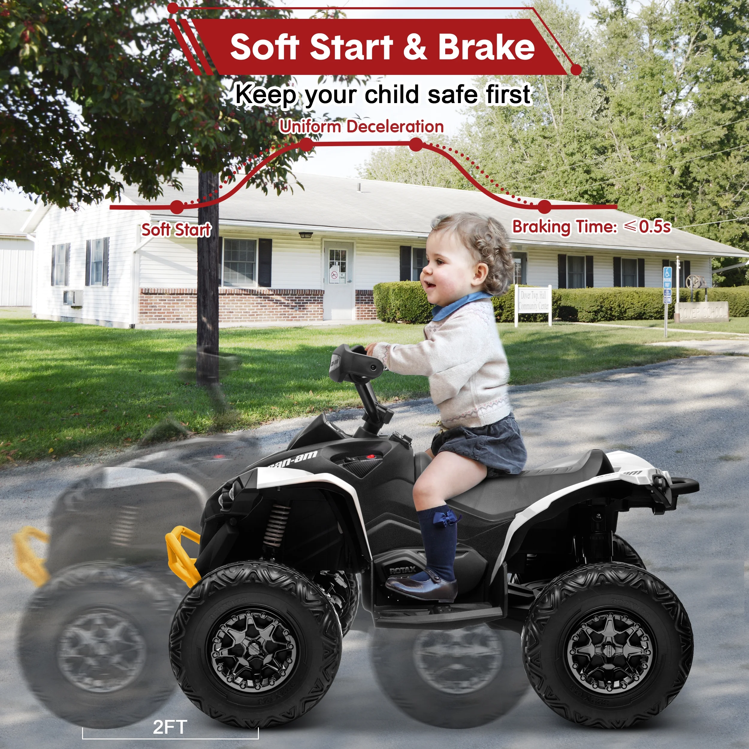 24V Ride on Toys, 4 Wheeler ATV for Kids with 2 Seater, 4x200W Motors, 4WD/2WD Switchable, Khaki - Womvr