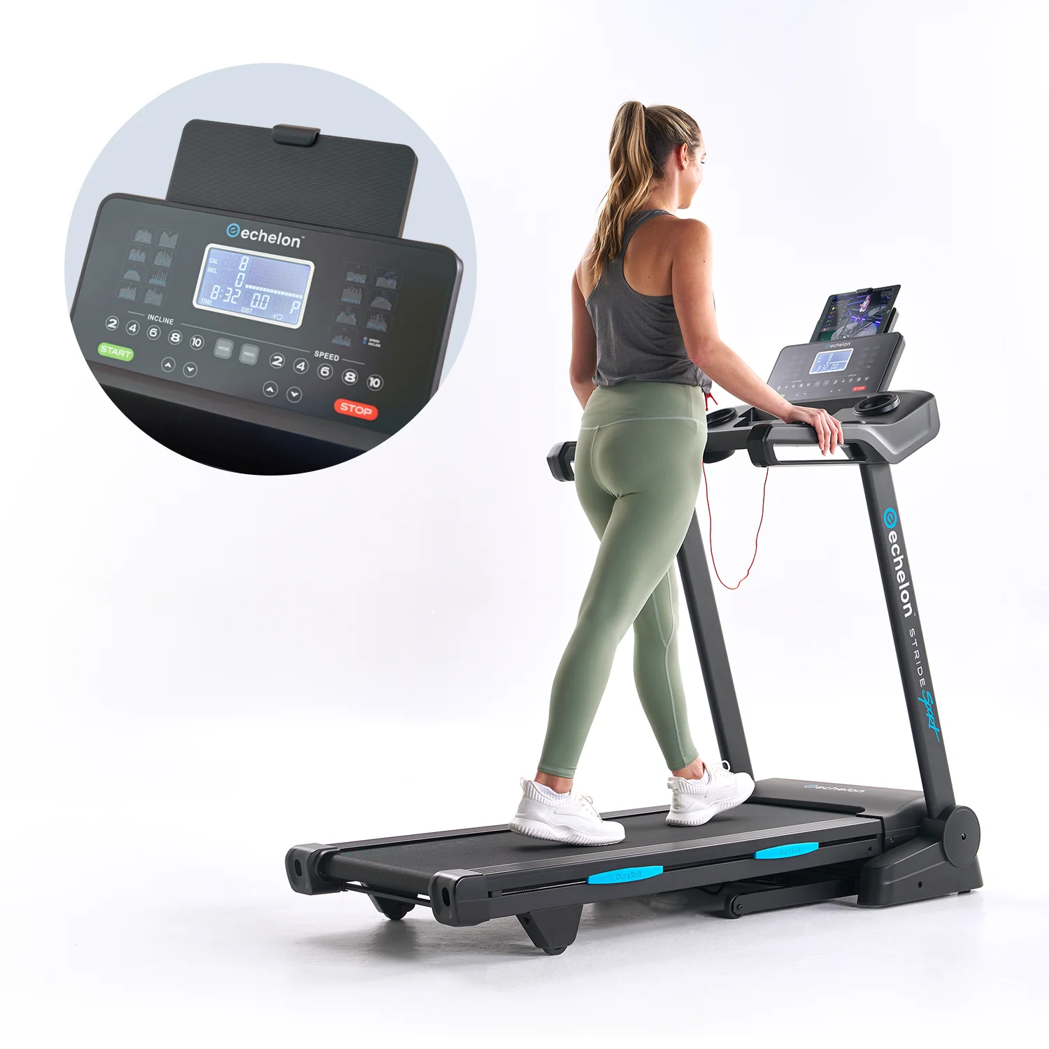 Echelon Stride 30 Sport Smart Foldable Exercise Treadmill with Cushioned Deck + 30-Day Free Membership - Womvr