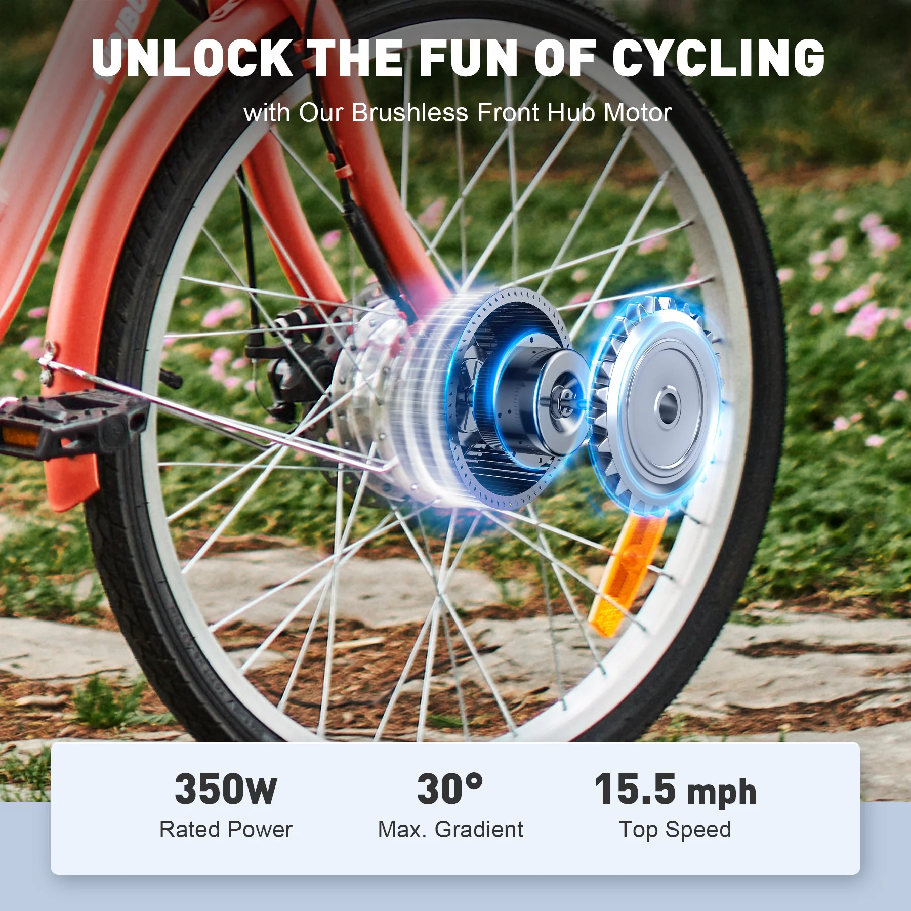 VIRIBUS 24 Inch Adult Trike 350W Dual Chain Electric Tricycle 36V 10Ah Navy - Womvr