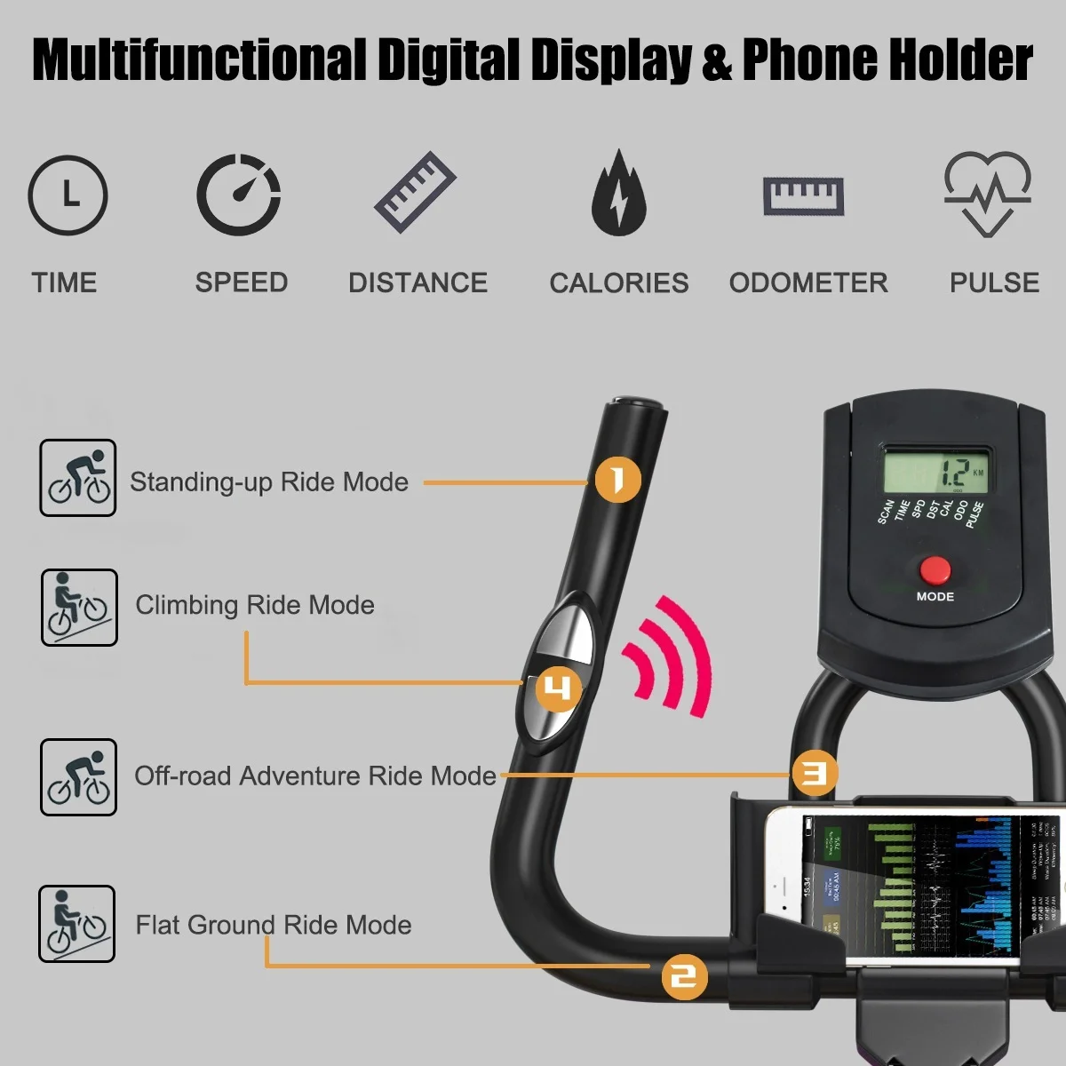 SuperFit Indoor Cycling Stationary Bike Silent Belt Drive Adjustable Resistance - Womvr