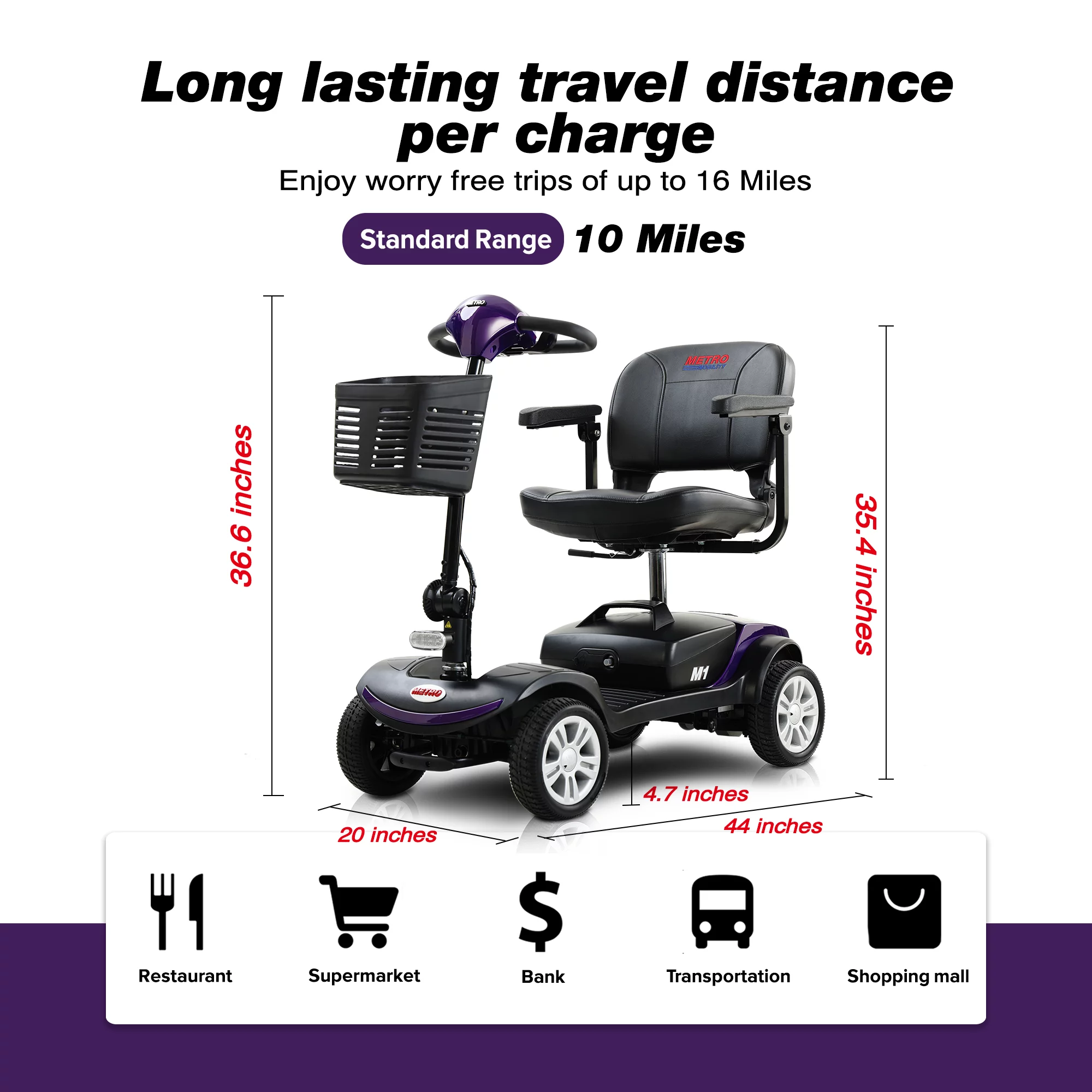 BTMWAY Mobility Scooter, 4 Wheels Electric Scooter for Seniors, Compact Folding Travel Mobility Scooters for Adult, Transformer Mobility Scooter with Swivel Seat, Front and Rear LED Light, Silver - Womvr