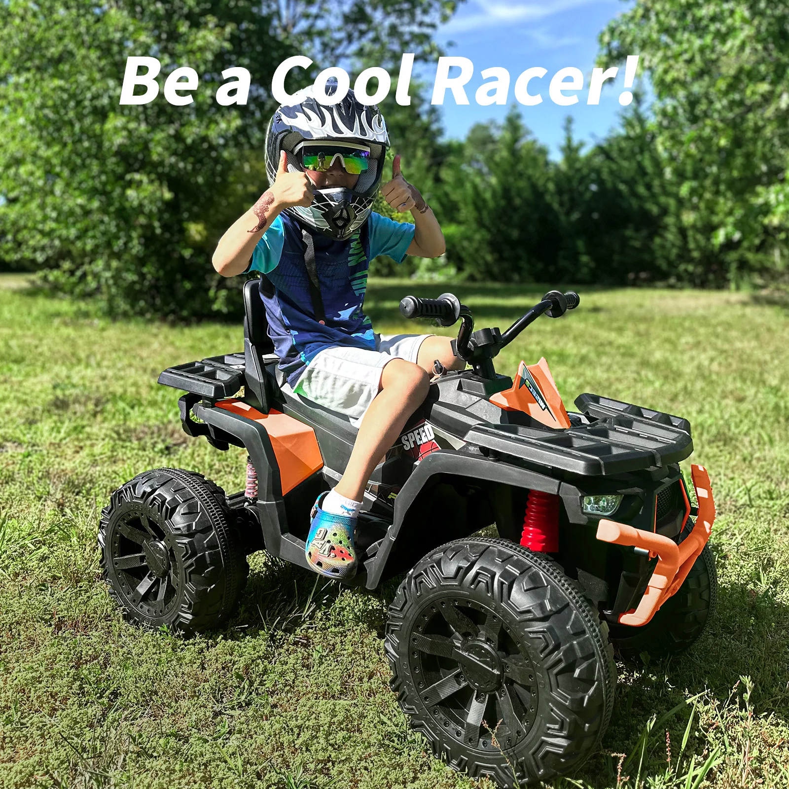 Outfunny Kids 4 Wheeler, 24V Ride on Toy Electric ATV for Big Kid Ages 3-7 - Green - Womvr