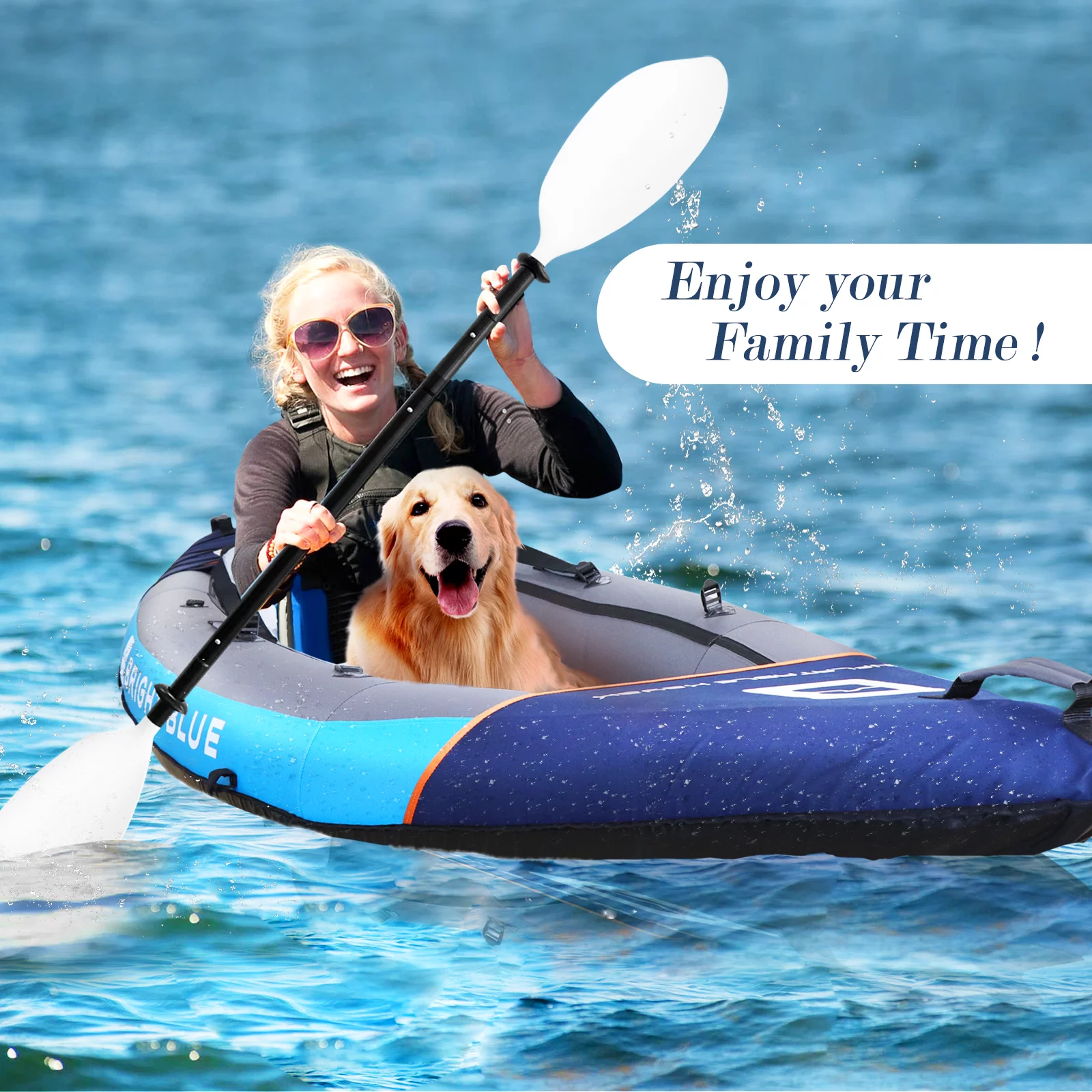 WHDZ 2 Person Inflatable Kayak for Adults Polyester Travel Entertainment Small River or Lake Blue - Womvr