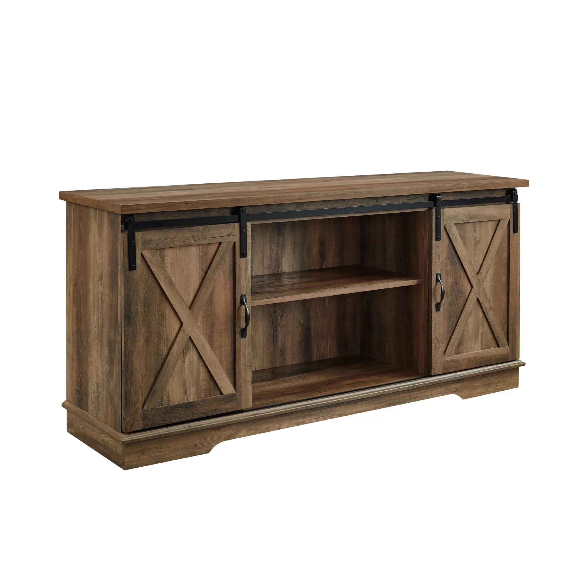 Woven Paths Farmhouse Sliding Barn Door TV Stand for TVs up to 65