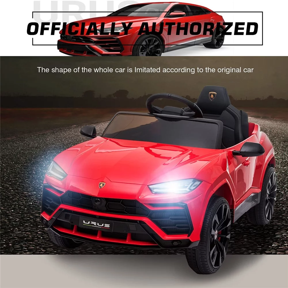 Lamborghini Urus 12V Electric Powered Ride on Car Toys for Girls Boys, Black Kids Electric Vehicles Ride on Toys with Remote Control, Foot Pedal, MP3 Player and LED Headlights, CL61 - Womvr