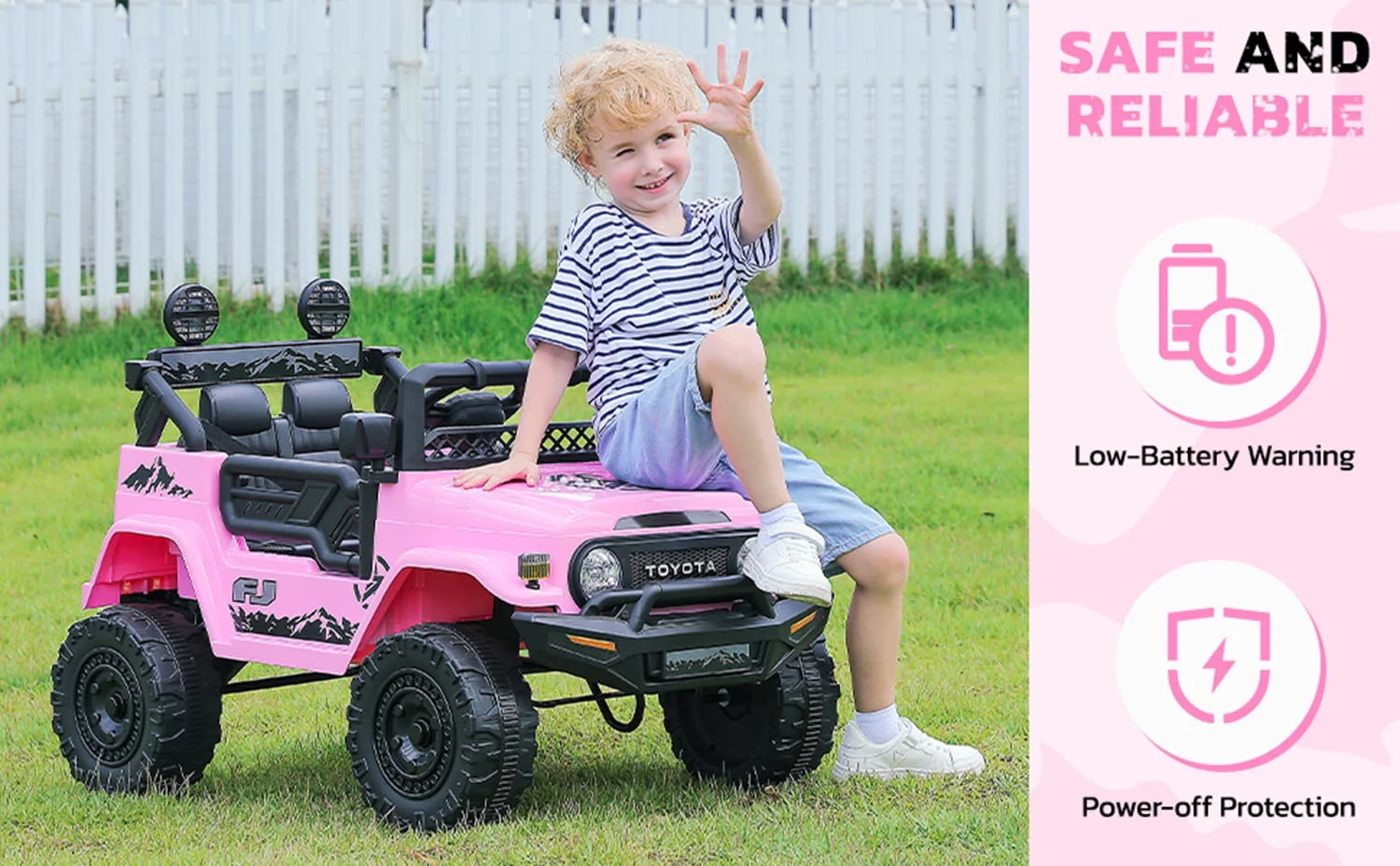 Toyota FJ Cruiser Ride on Car, 12V Powered Off-Road Toys for Kids w/ Remote,Spring Suspension,6 LED Lights,Camo Green - Womvr