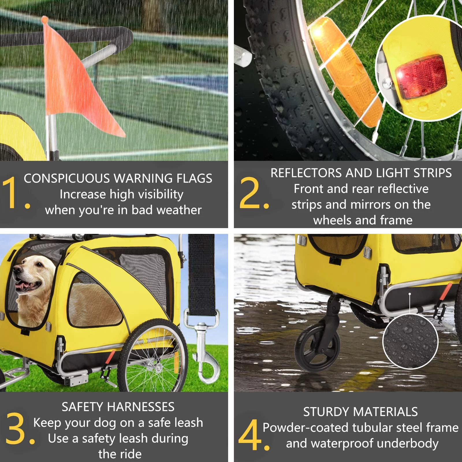 MOJAY 3-in-1 Dog Bicycle Trailer, Dog Stroller, and Dog Jogging Stroller, Red - Womvr