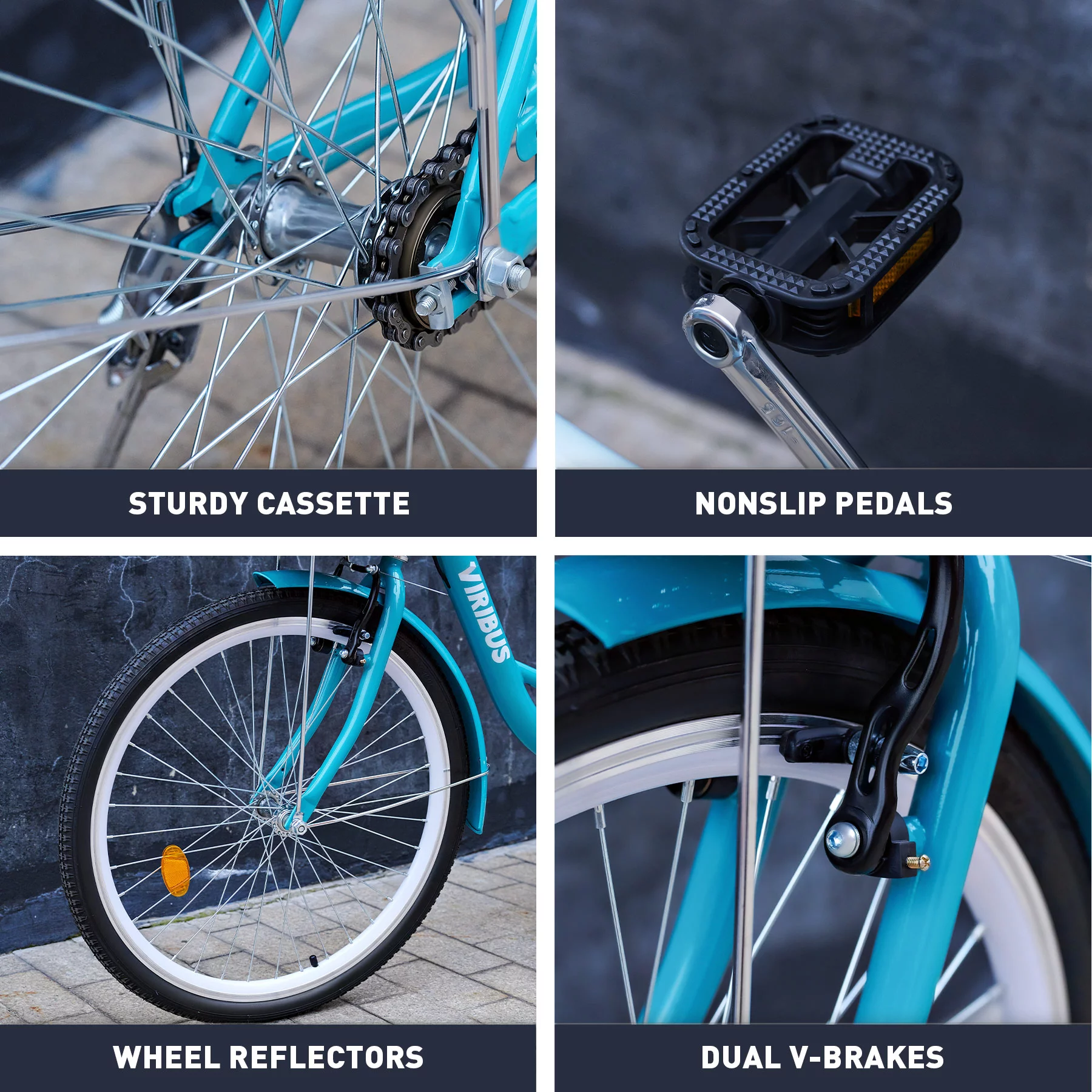 Viribus Women's Comfort Bike 26 Inch Beach & City Cruiser Bicycle with Basket Rack Teal - Womvr