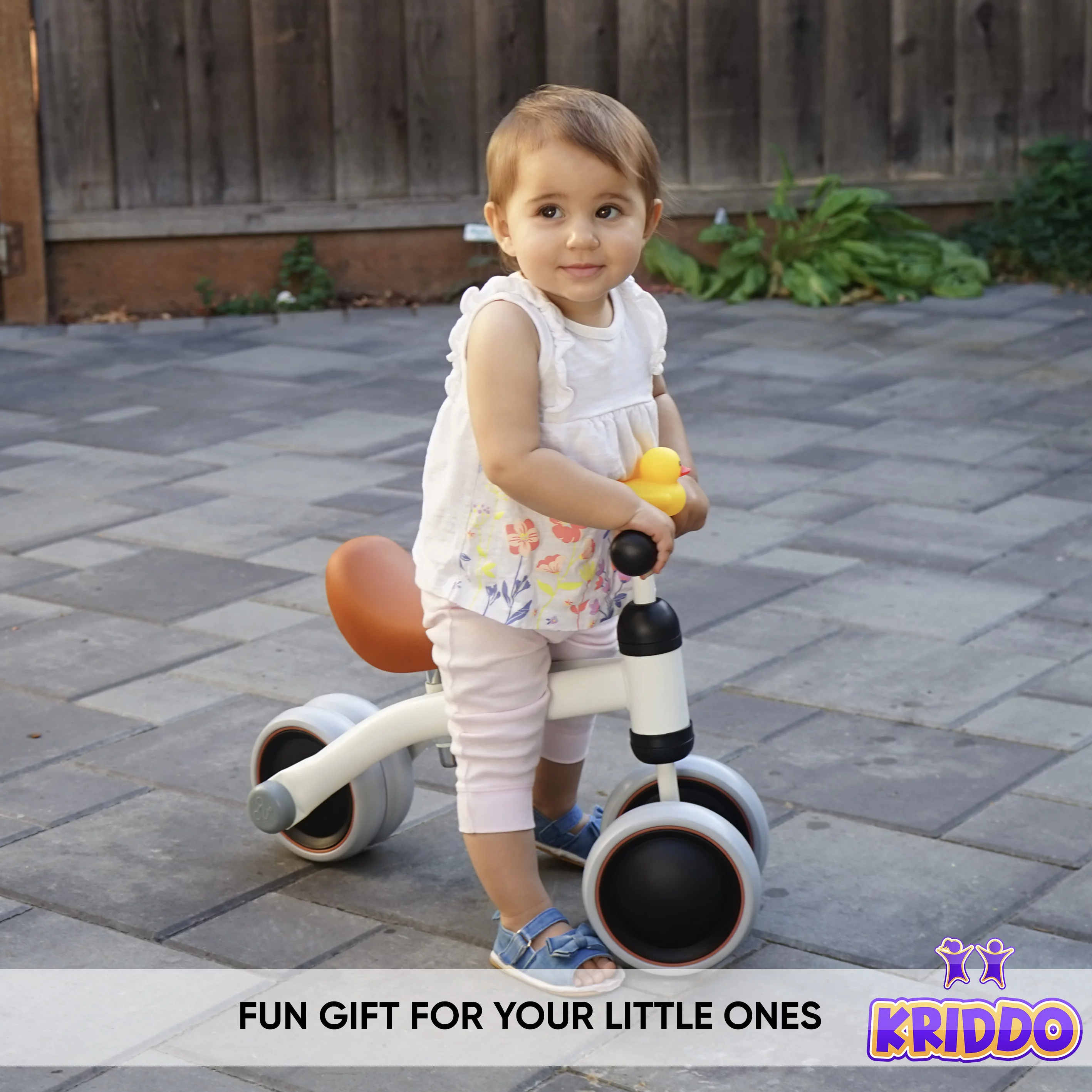 KRIDDO Baby Balance Bike for 1-2 Year Old Boy and Girl Gifts, Toddler Mini Bike for One Year Old First Birthday Gifts Baby Toys 12 Months to 2.5 Year Old, White - Womvr