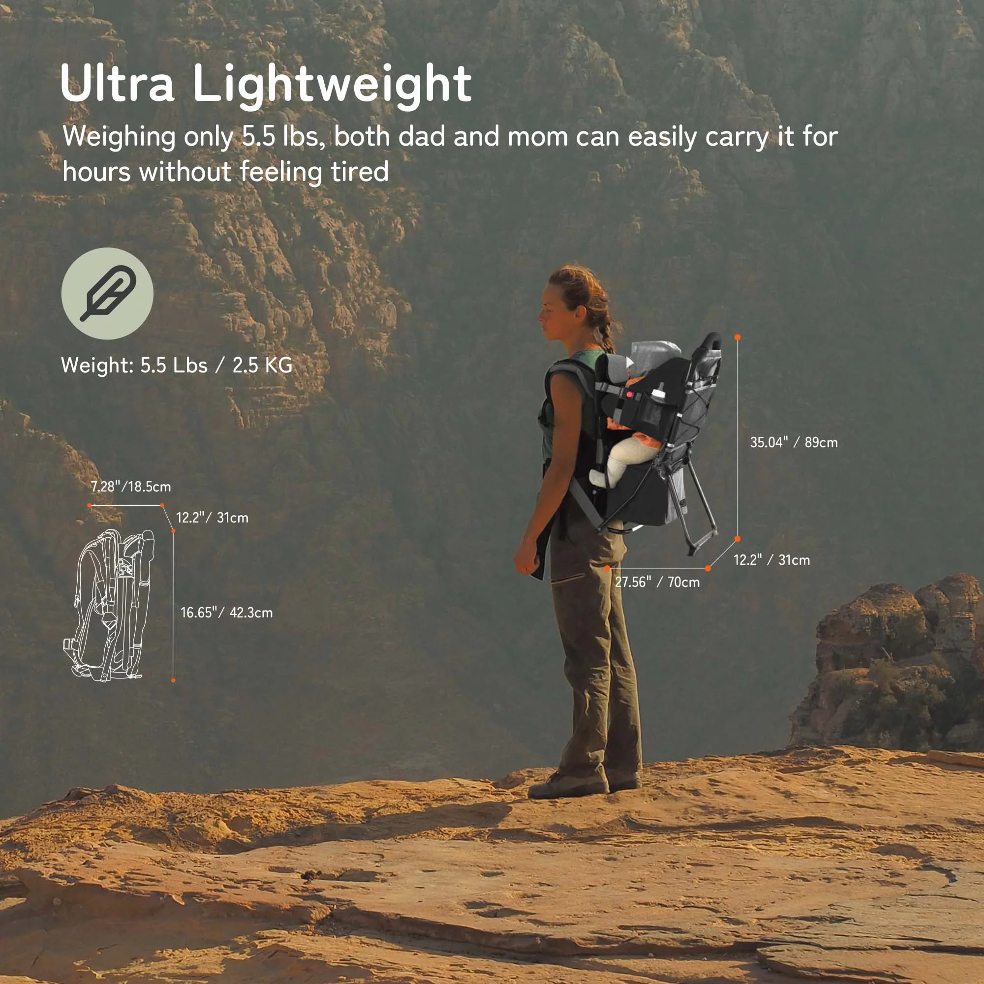 Besrey Baby Hiking Backpack Carrier for Toddlers, Waterproof & Lightweight Outdoor Child Back Frame, Black - Womvr