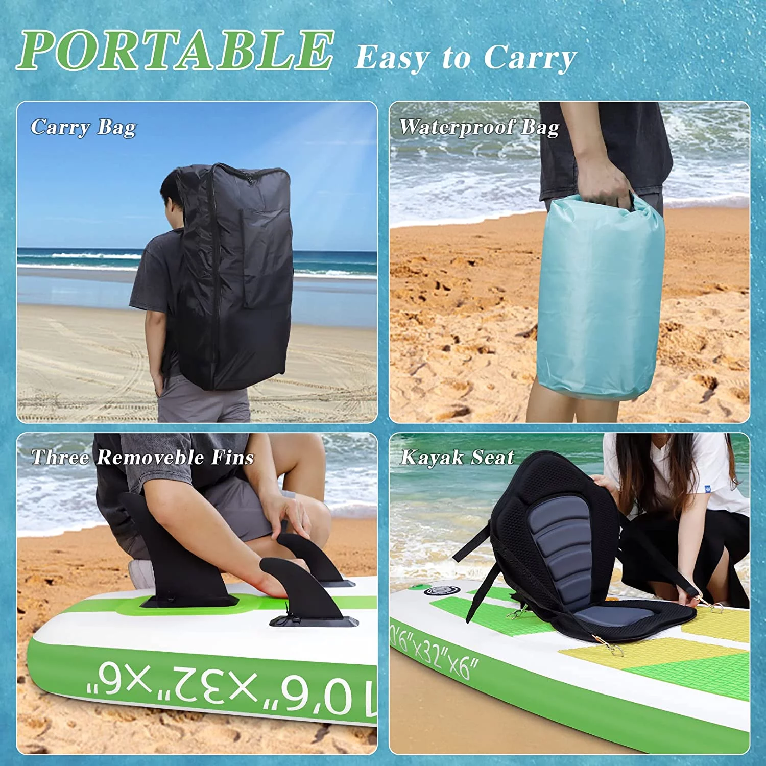 Paddle Board for Adult, Inflatable Surfboard Fishing Standup Cyfie Paddle Board 10.6 ft - Womvr