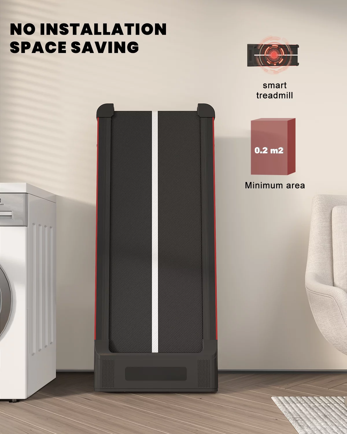 Home Fitness Code Foldable Treadmill with Bluetooth Speaker, 3HP Under Desk Treadmills for Home - Womvr