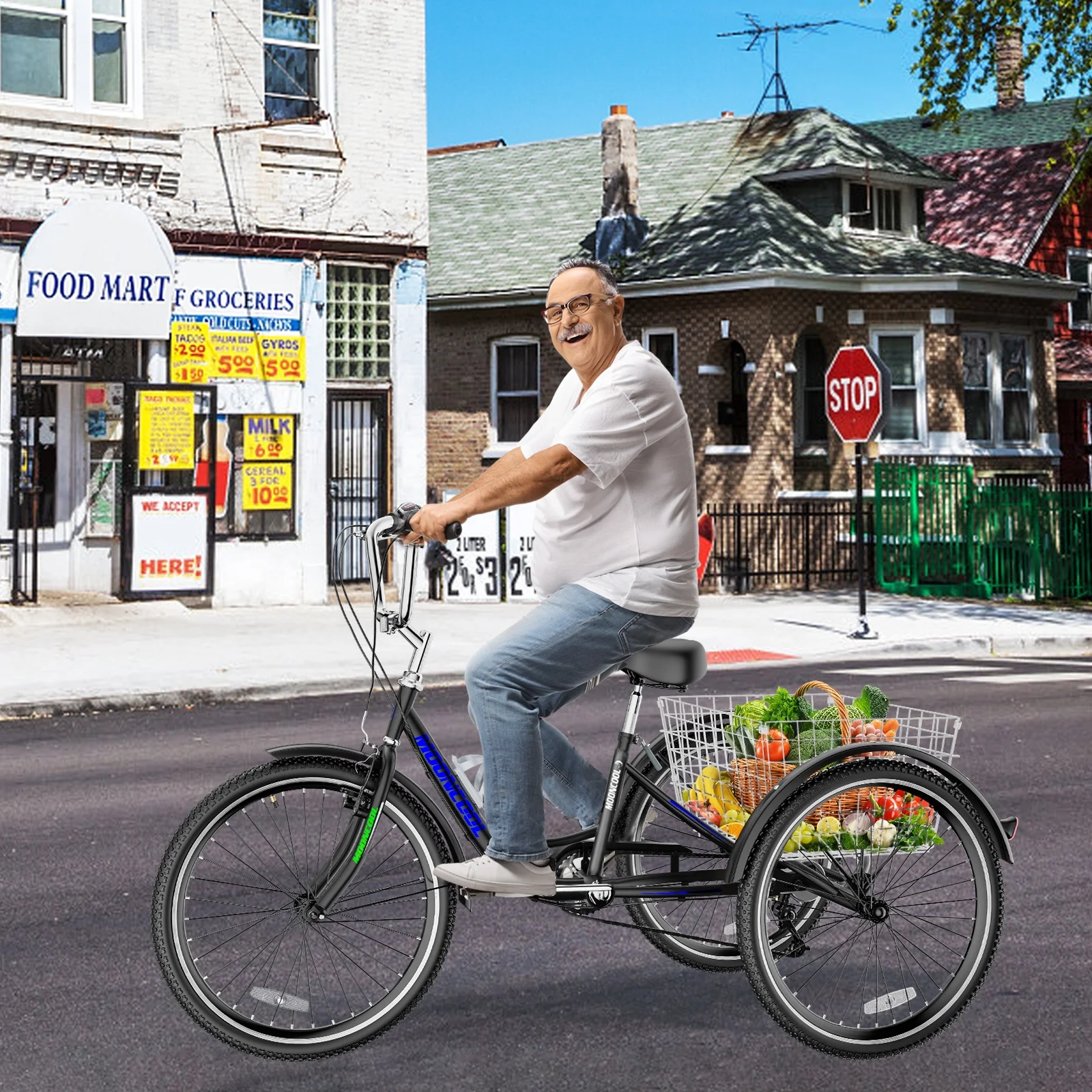 Lilypelle Adult Tricycles 7 Speed 20/24/26 Inch Three Wheel Bike Cruiser Trike with Low-Step Through Frame/Large Basket for Men, Women, Seniors - Womvr