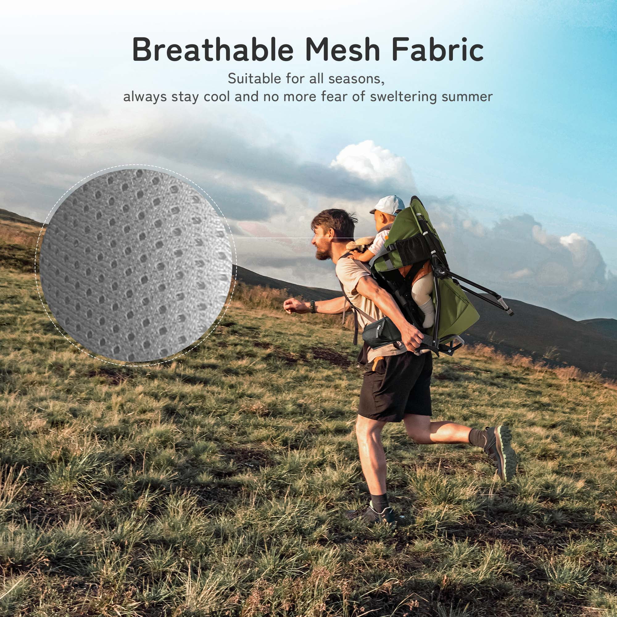 Besrey Baby Hiking Backpack Carrier for Toddlers, Waterproof & Lightweight Outdoor Child Back Frame, Black - Womvr