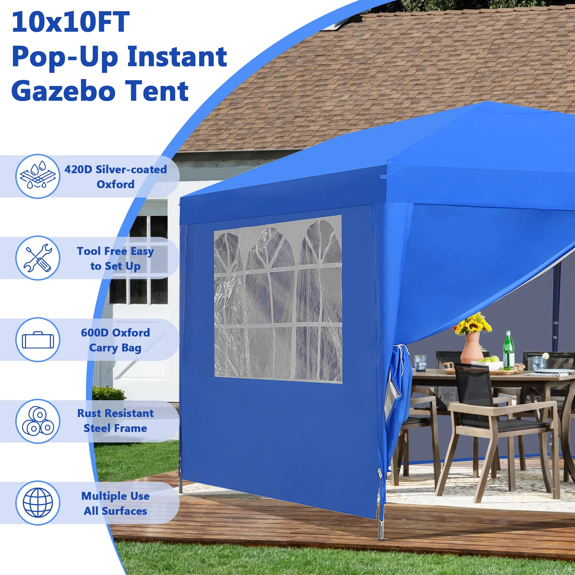 Outdoor Basics 10 ft x 10 ft Pop Up Canopy Tent with Carry Bag, Shade Canopy, Great for Picnic, Yard, Beach, Park, Camping, White - Womvr
